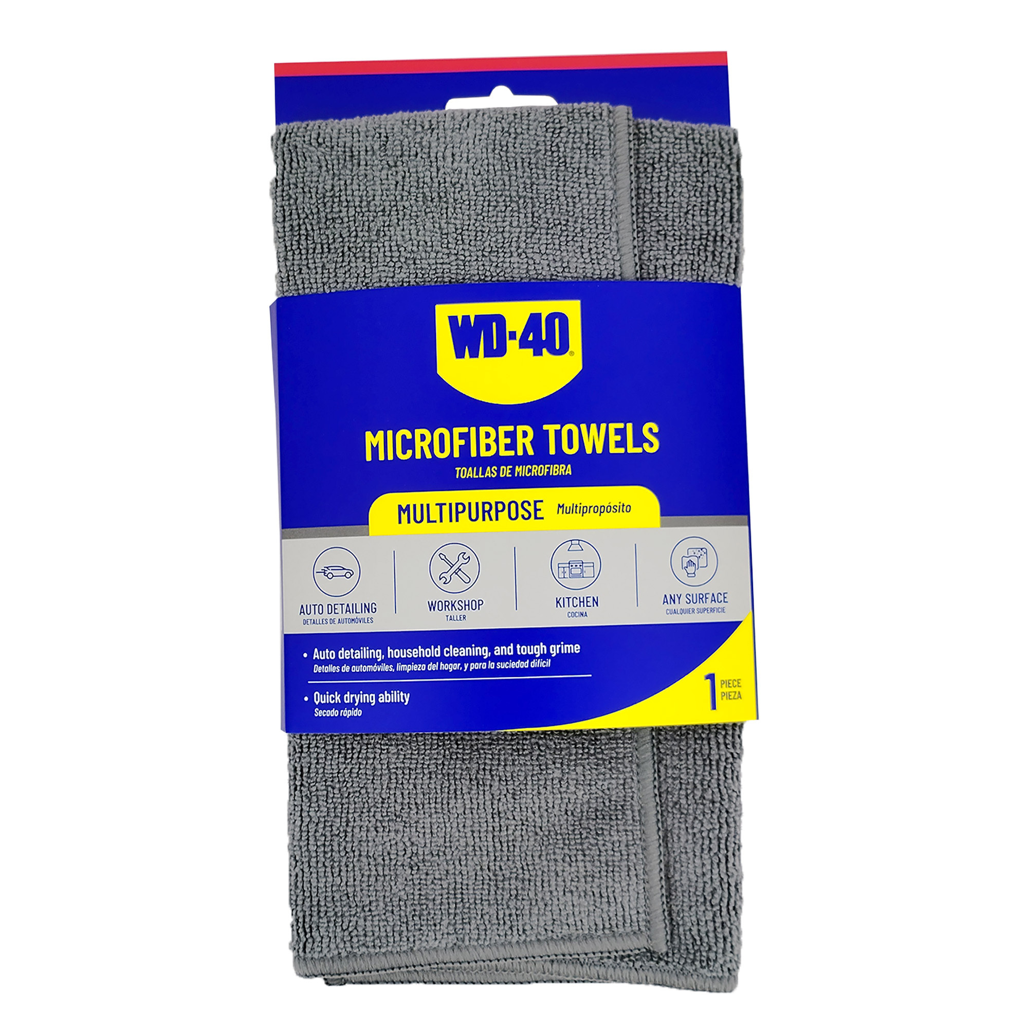 WD-40 Multipurpose Microfiber Towel — 300 GSM, Scratch-Free, Gray, 1 Pack, Model# L40130