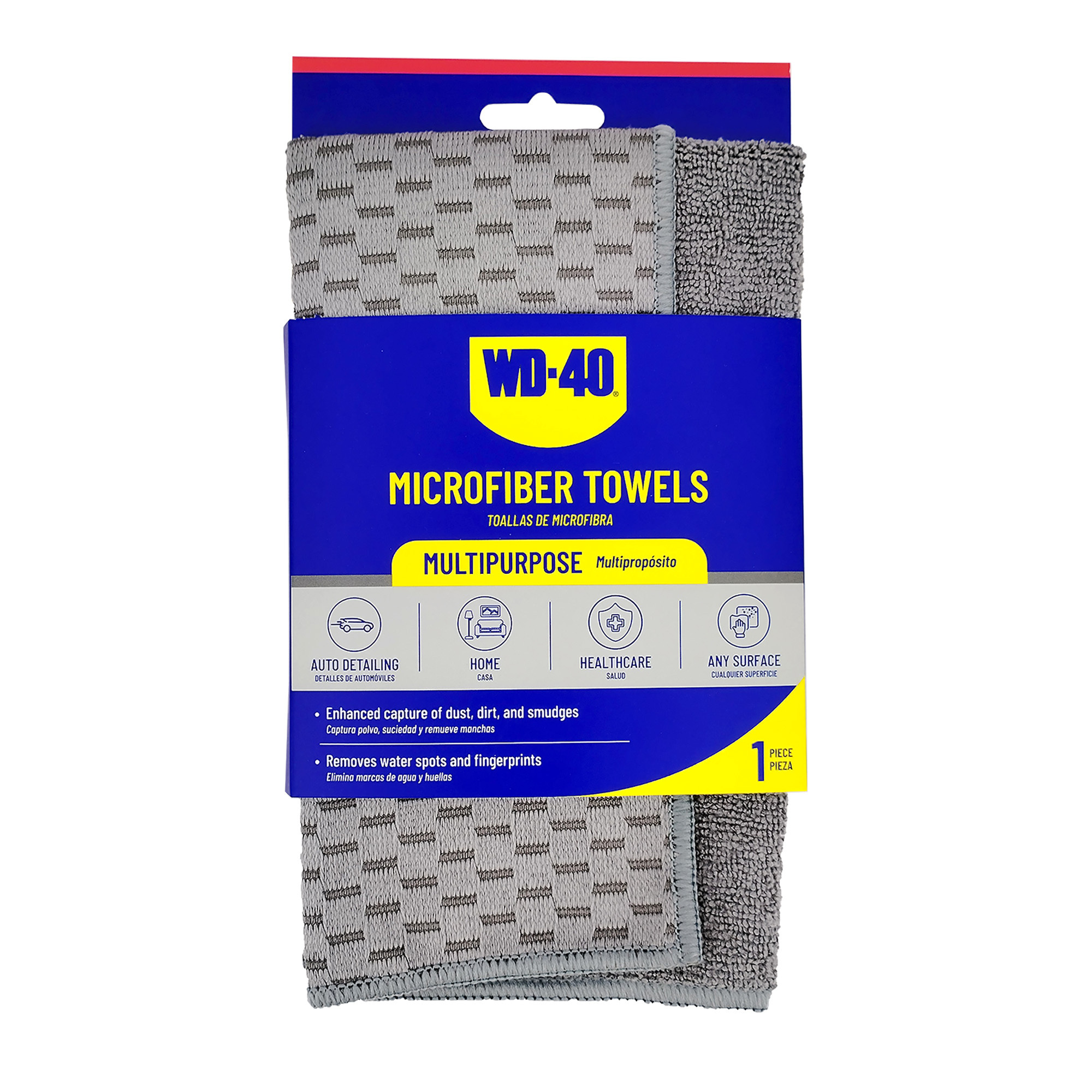 WD-40 2-in-1 Multipurpose Microfiber Towel — 310 GSM, Scratch-Free, Gray, 1 Pack, Model# L40180