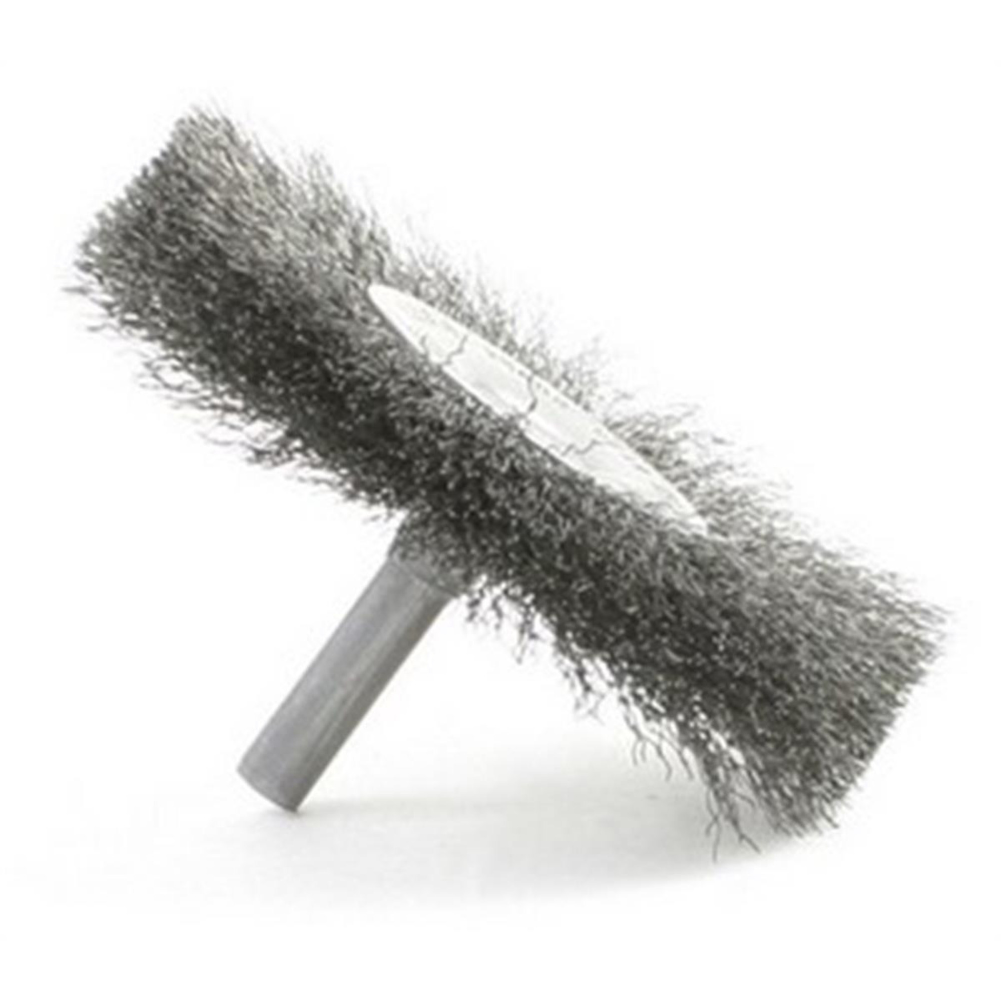 Brush Research Mandrel Mounted Wire Brush — 3in. Diameter, 0.008in. Carbon Steel Filament, 1/4in. Shank, Model# BRMBMC3008