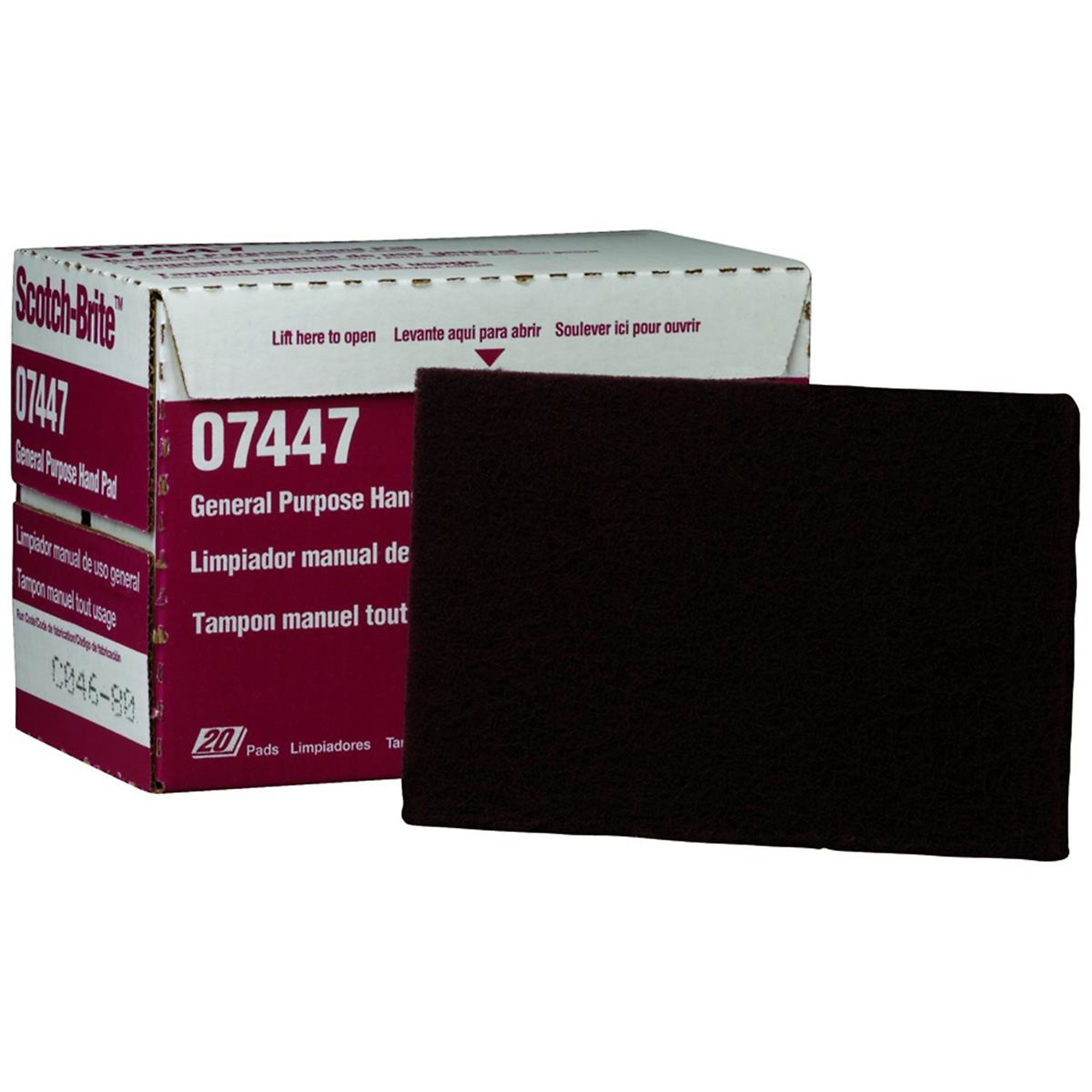 3M Scotch-Brite General Purpose Pads — 9in. x 6in., Maroon, 20 Pk., Model# MMM7447
