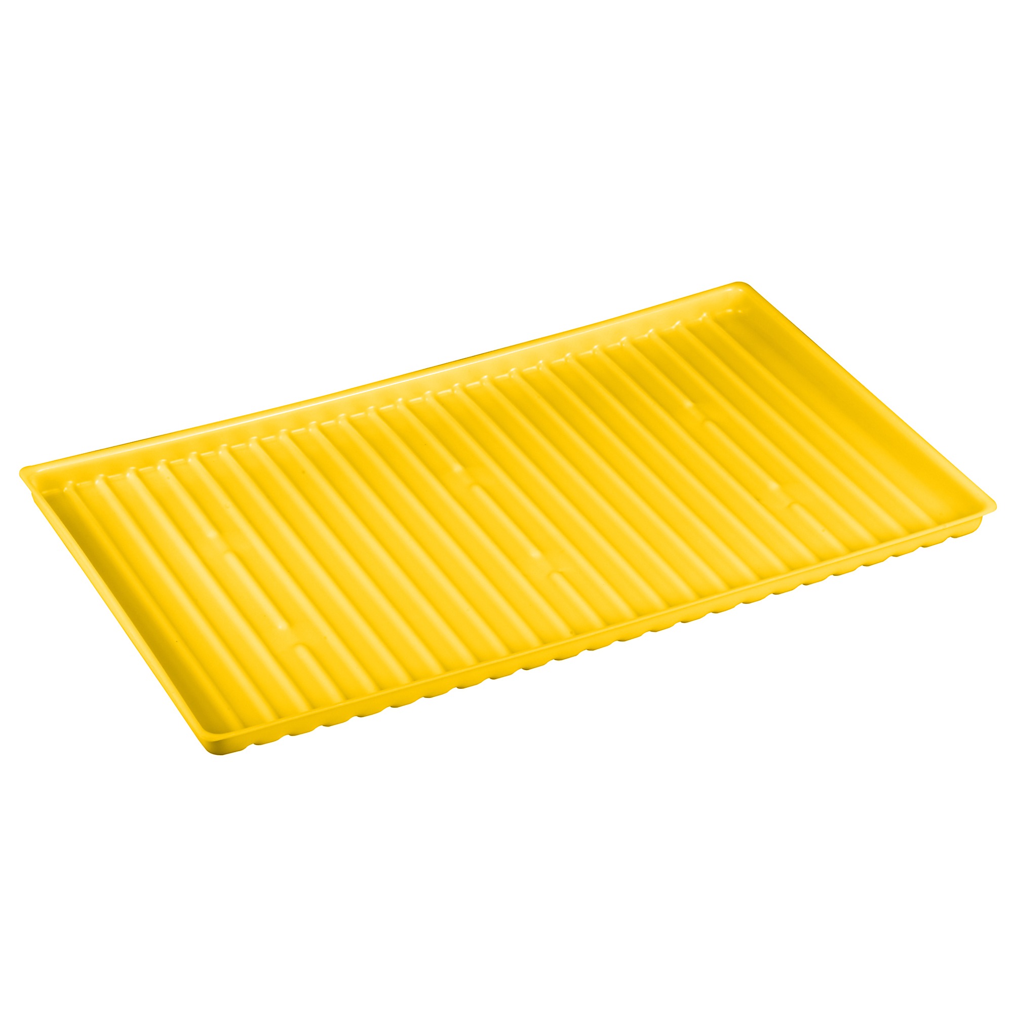 Justrite Polyethylene Shelf Tray — Fits 22-Gallon Undercounter and 23-Gallon Under Fume Hood Safety Cabinets, Yellow, Model# 29052