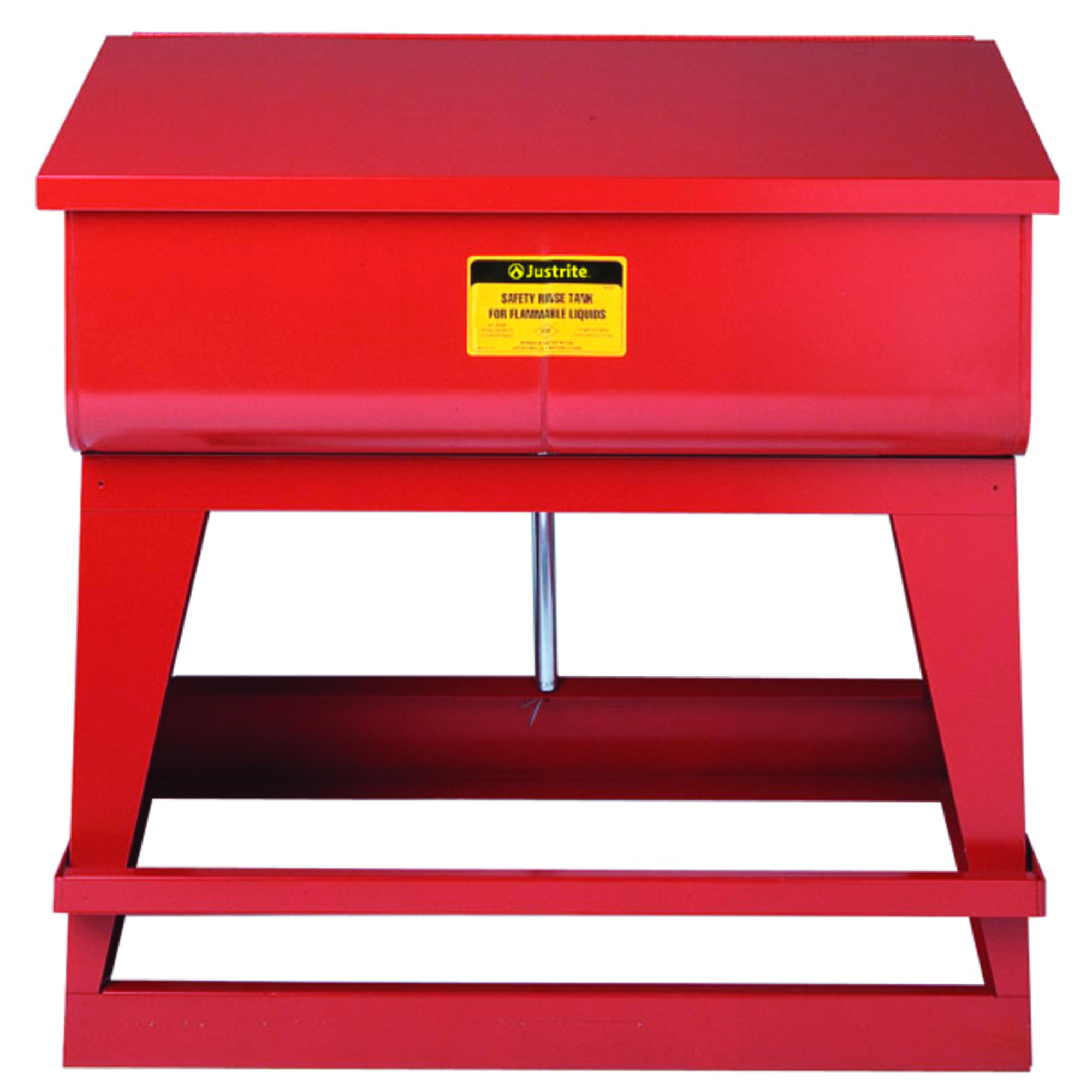 Justrite Floor-Standing Rinse Tank — 22 Gallon, Foot-Operated Self-Close Cover, Steel, Red, Model# 27220