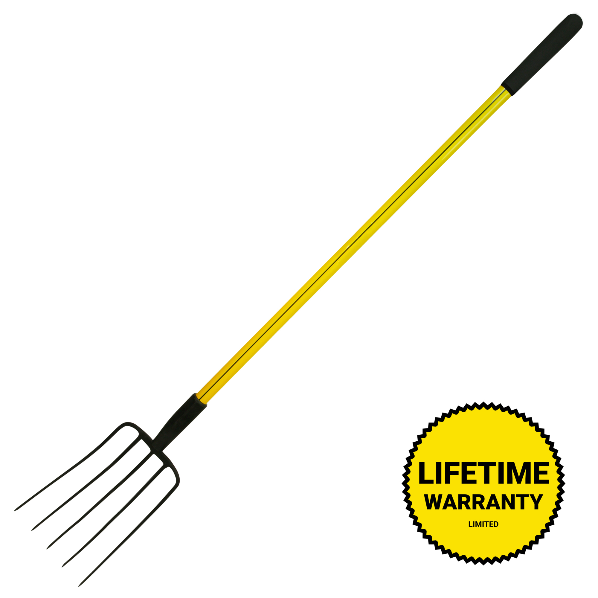Nupla 5-Tine Garden Fork — Heavy-Duty Steel Tines, 54in. Fiberglass Handle, Cushioned Grip, Model# 75.69-450