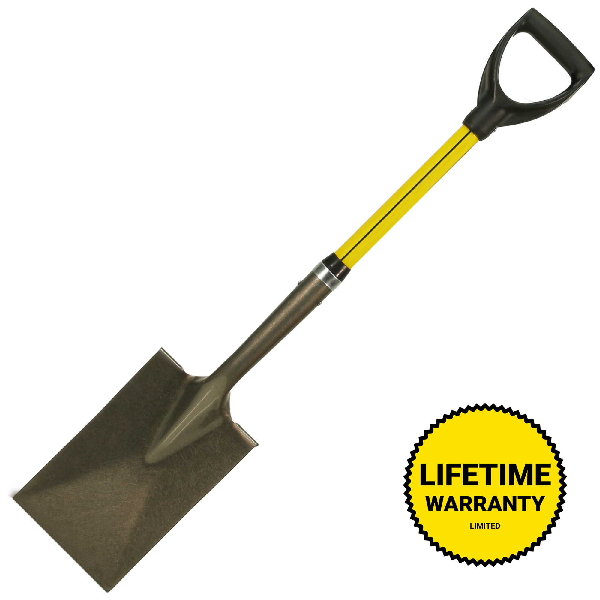 Nupla Garden Spade Shovel — 27in. Fiberglass Handle, Heavy-Duty 14-Gauge Steel Blade, Ergonomic D-Grip, Model# 75.69-327