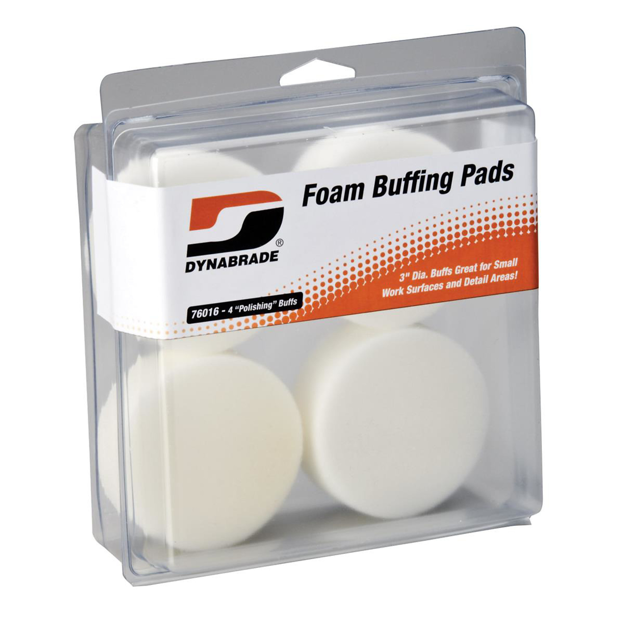 Dynabrade Foam Polishing Pads — 3in., White, Hook Backing, 4 Pcs, Model# DYB76016