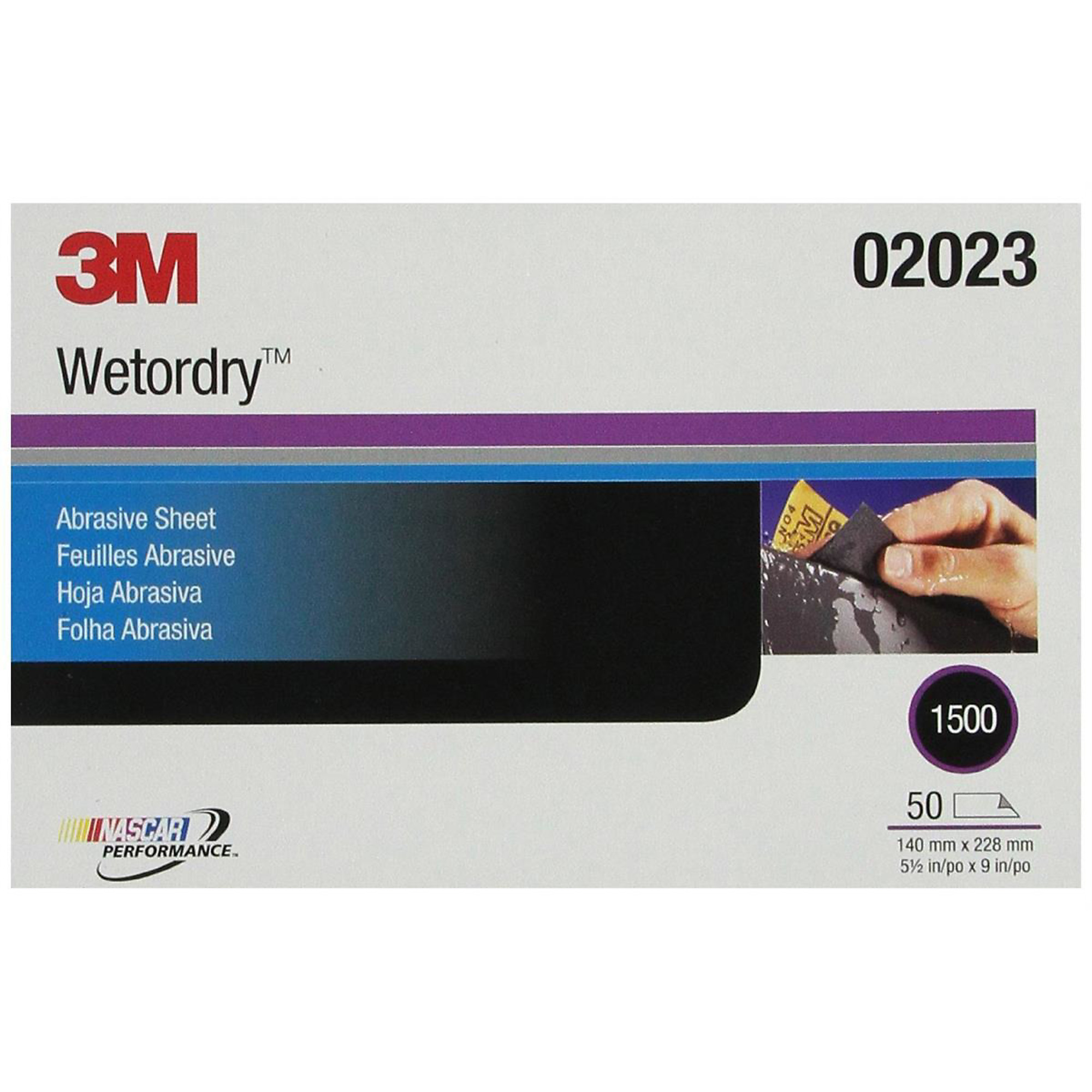 3M Paper Sandpaper — 1500 Grit, Micro Fine, 5.5in. x 9in., 50 Sheets, Model# MMM2023