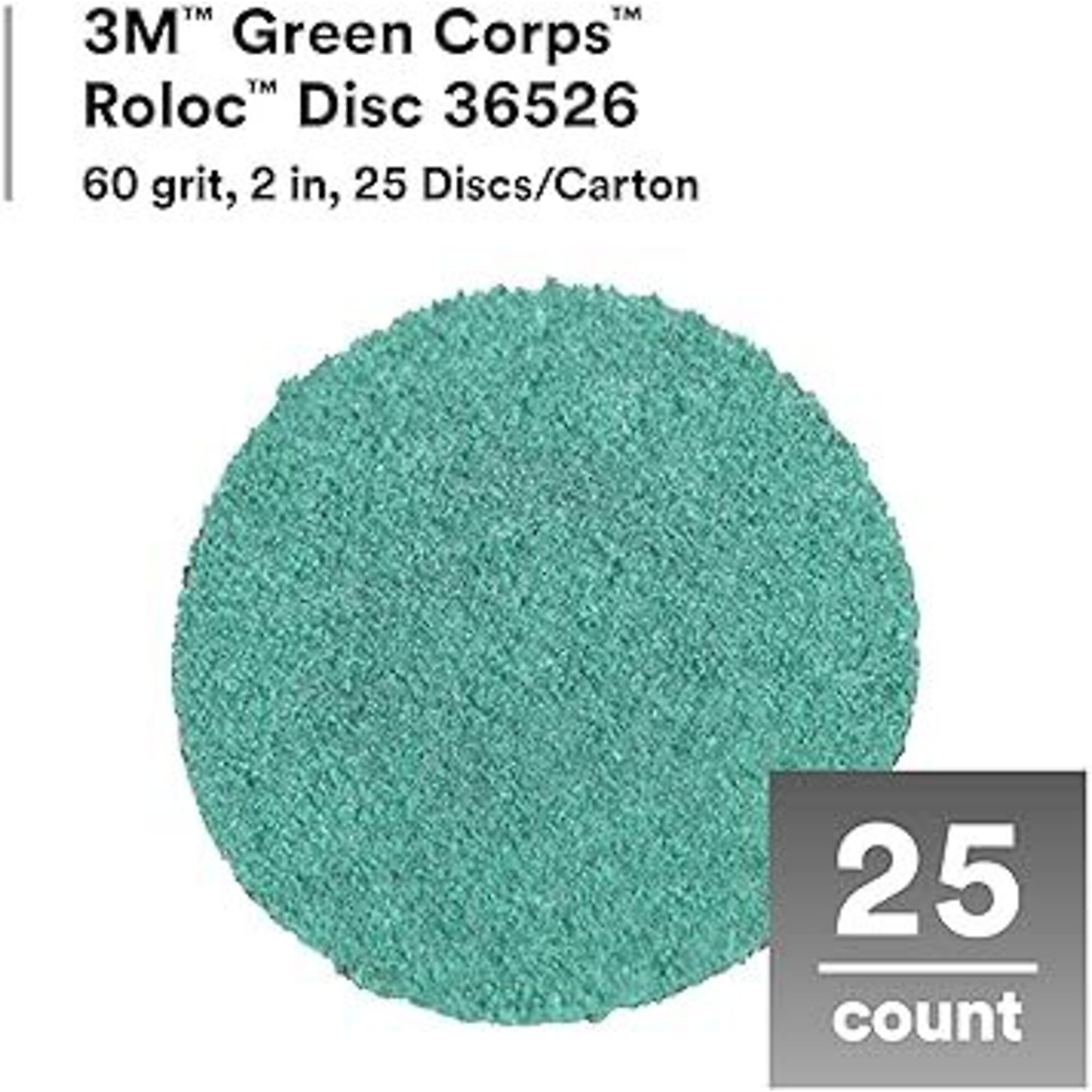 3M Roloc Disc — 2in., 60 Grit, Aluminum Oxide, 25 Pcs, Model# 36526