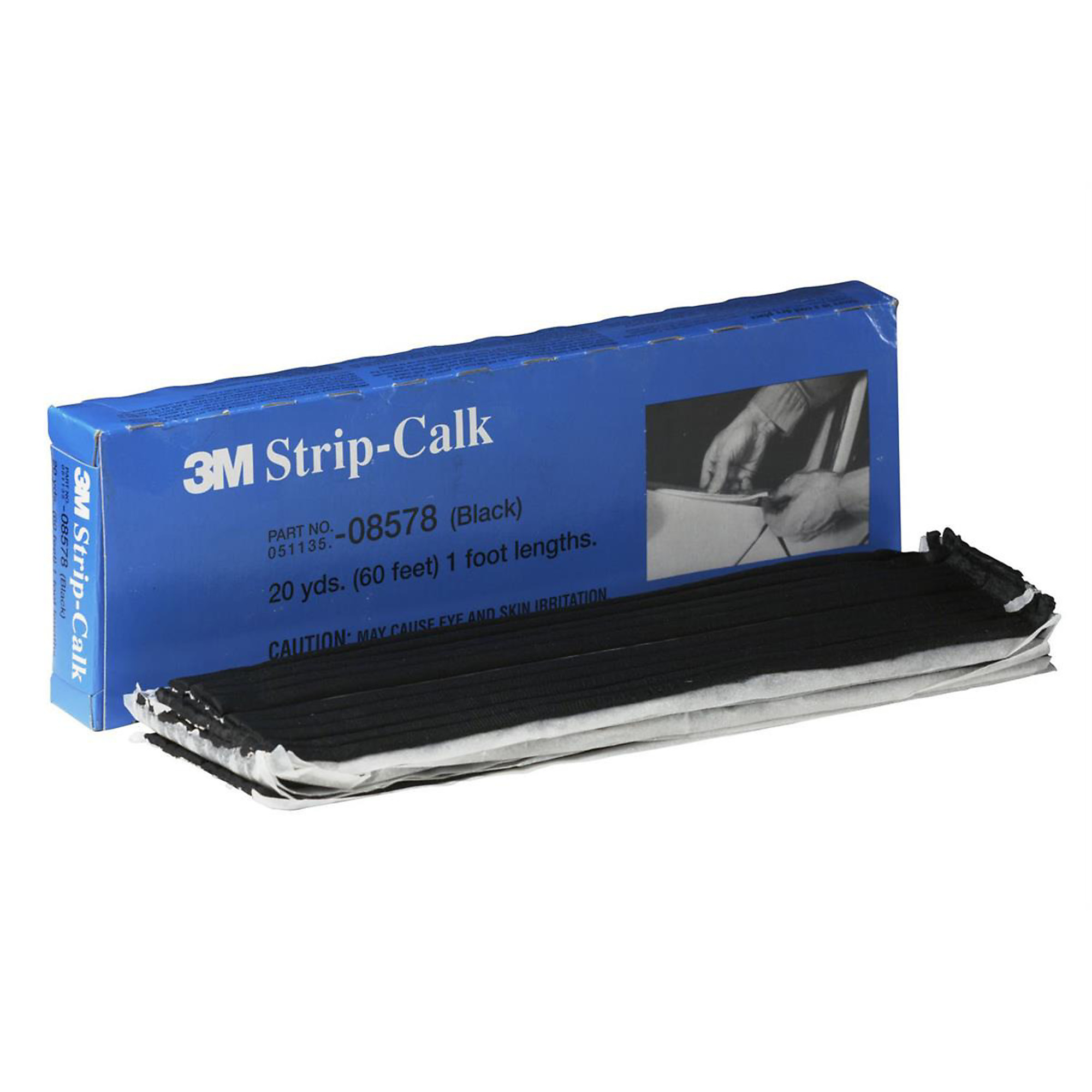 3M Strip Calk — 1ft. Lengths, Black, Non-Hardening, Paintable, Box of 60, Model# MMM8578