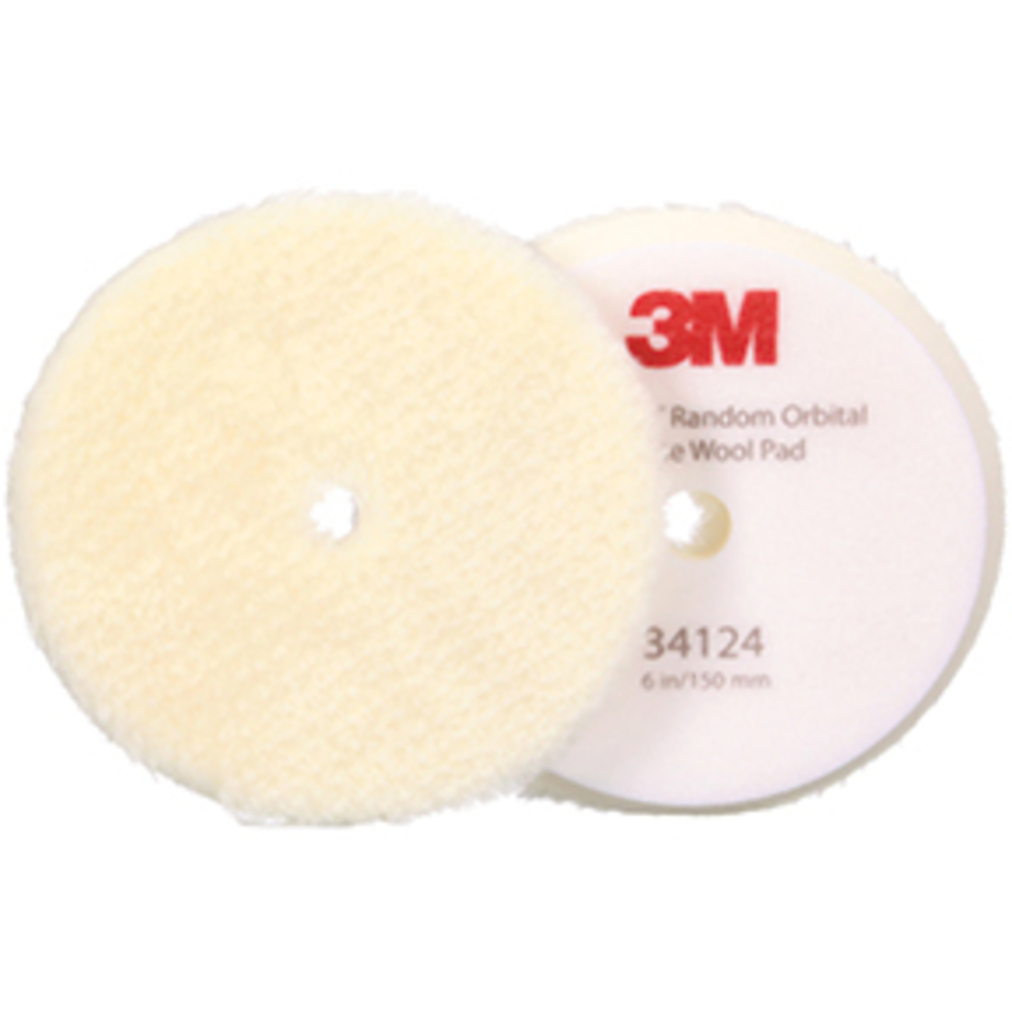 3M Perfect-It Random Orbital Coarse Wool Compounding Pad — 6in., White, 2 Pads/Bag, Model# 34124
