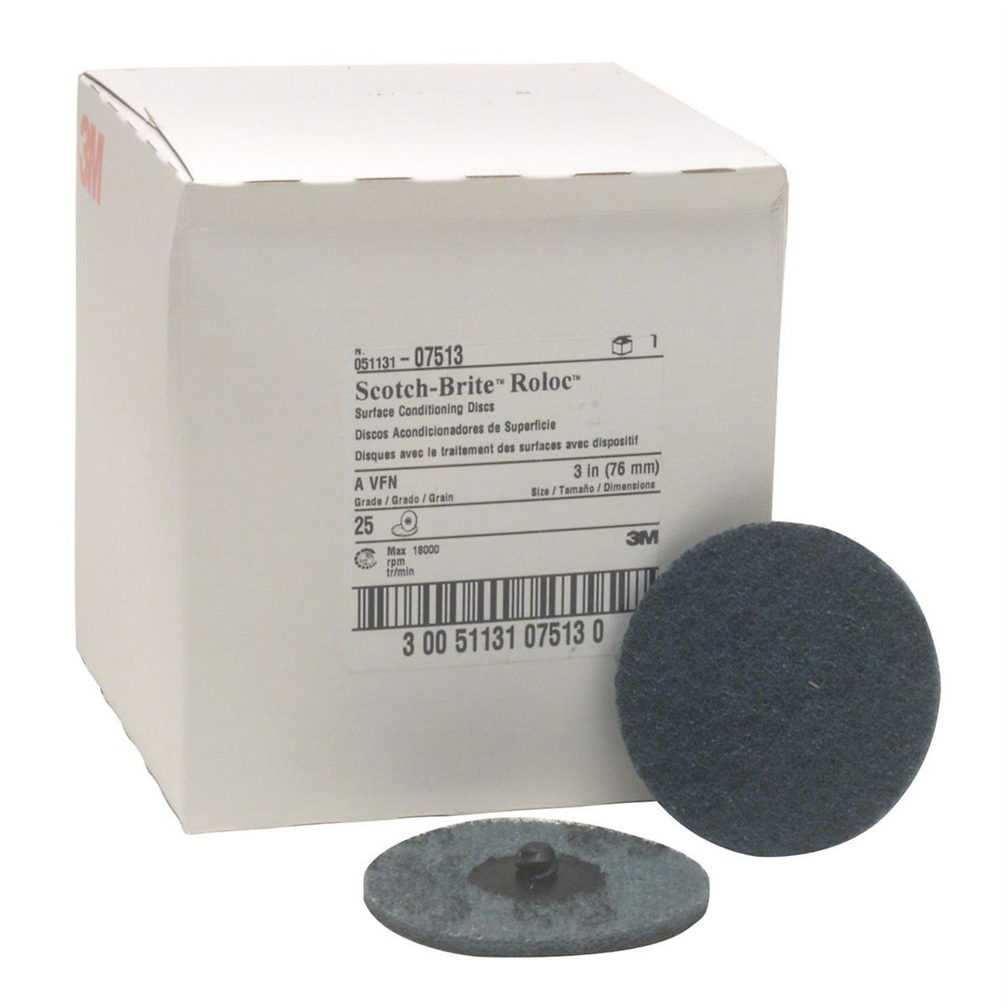 3M Roloc Disc — 3in., 25 Pcs, 18,000 RPM, Blue, Model# MMM7513