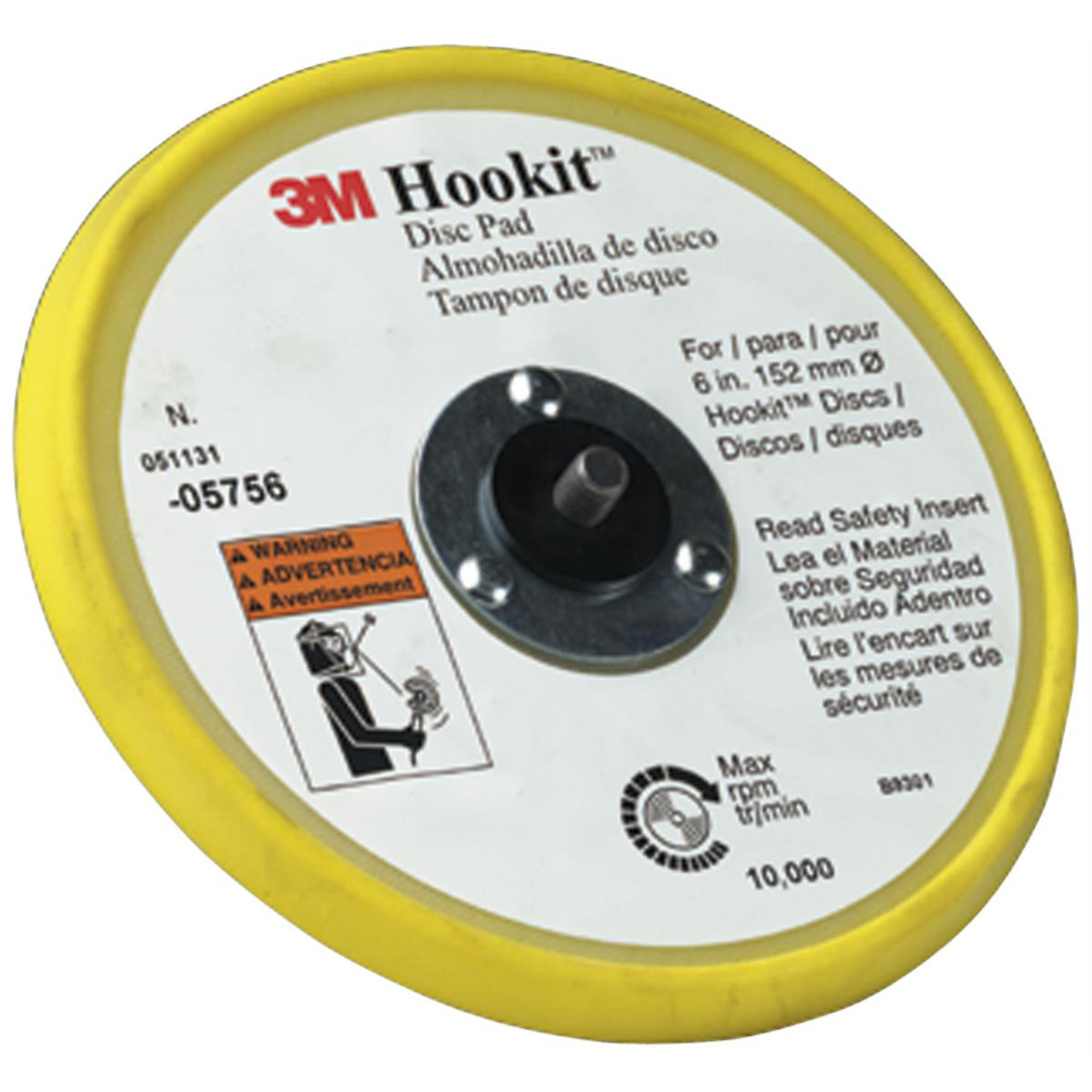 3M Hookit Low Profile Disc Pad — 6in., Medium Density Foam, 12,000 RPM, Model# MMM5756