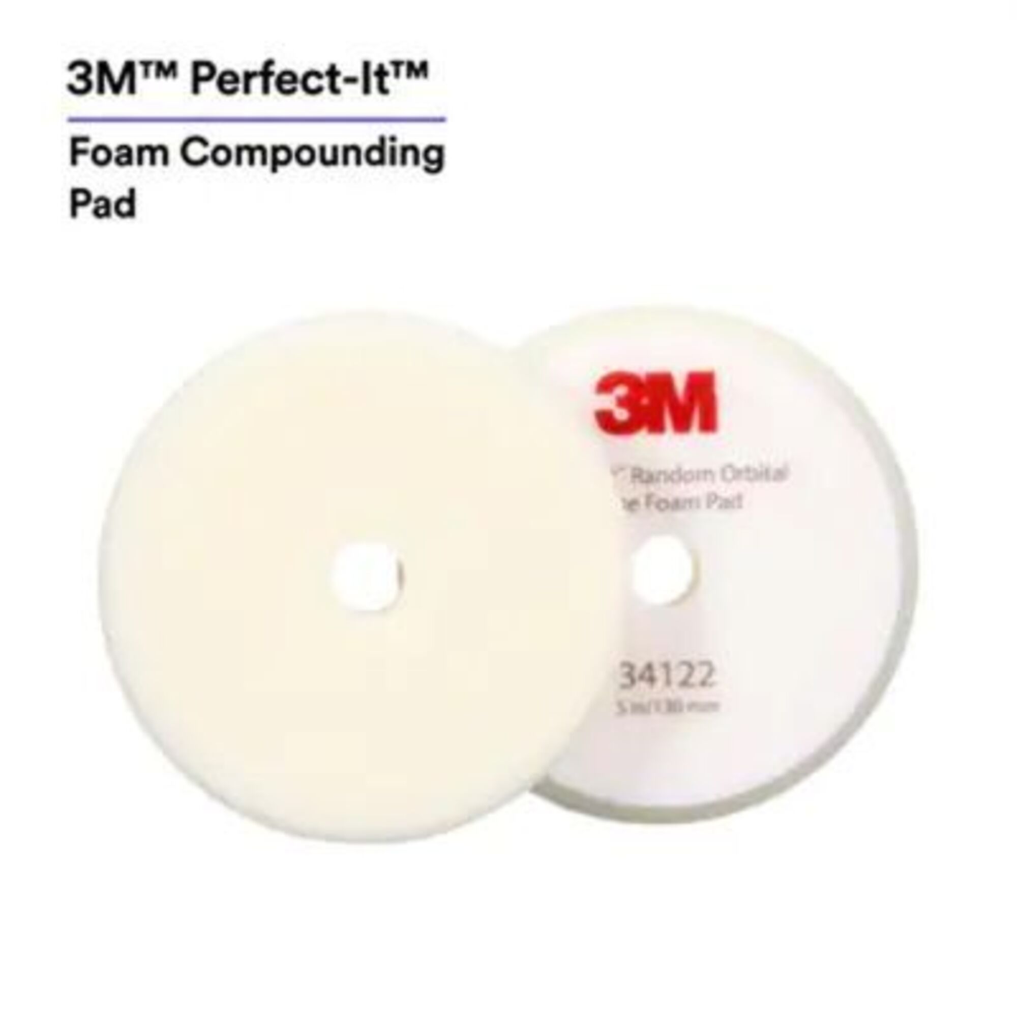 3M Perfect-It Random Orbital Foam Compounding Pad — 5in., White, 2 Pcs, Model# 34122