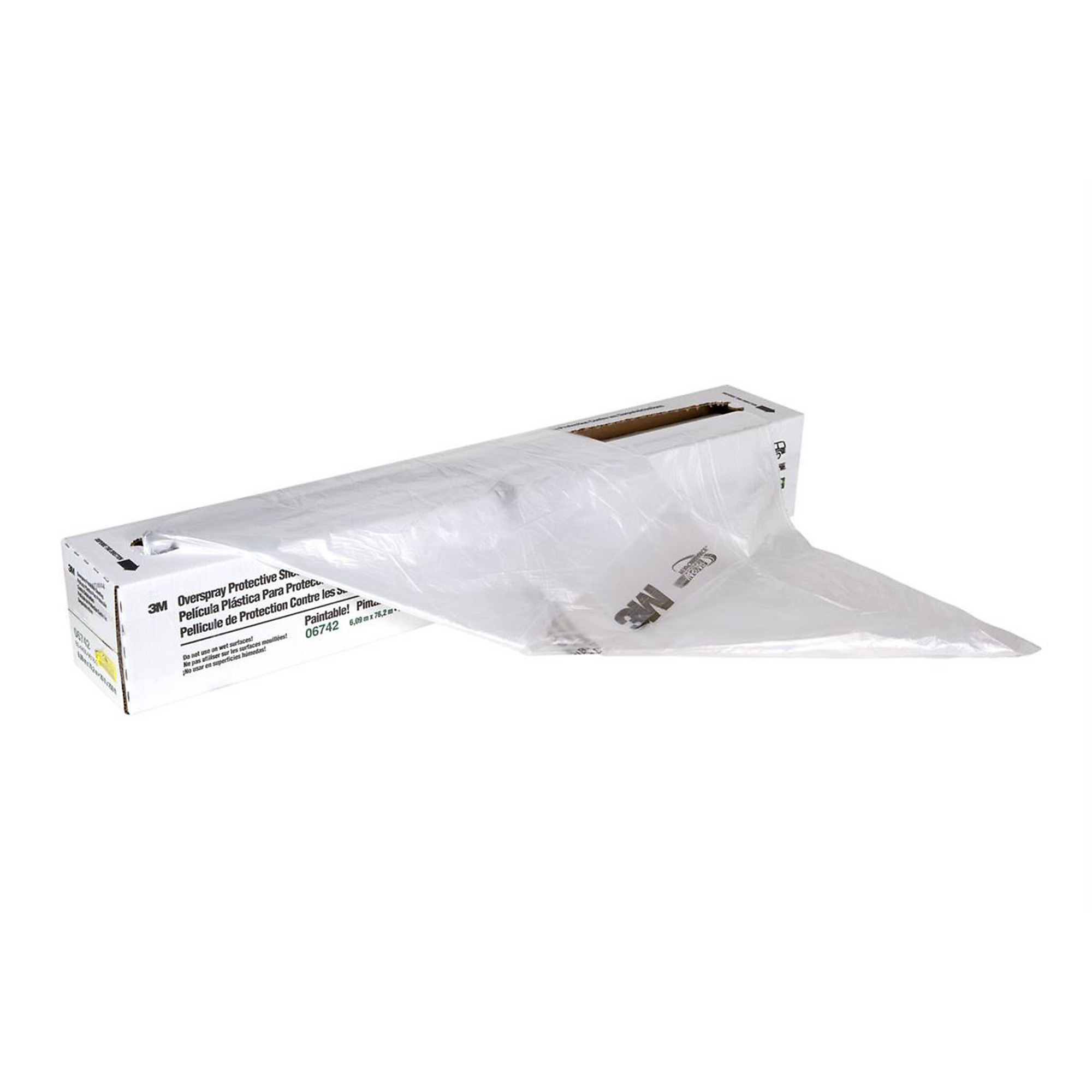 3M Overspray Protective Sheeting — 20ft. x 250ft., High-Density, Tear-Resistant, Clear, Model# MMM6742
