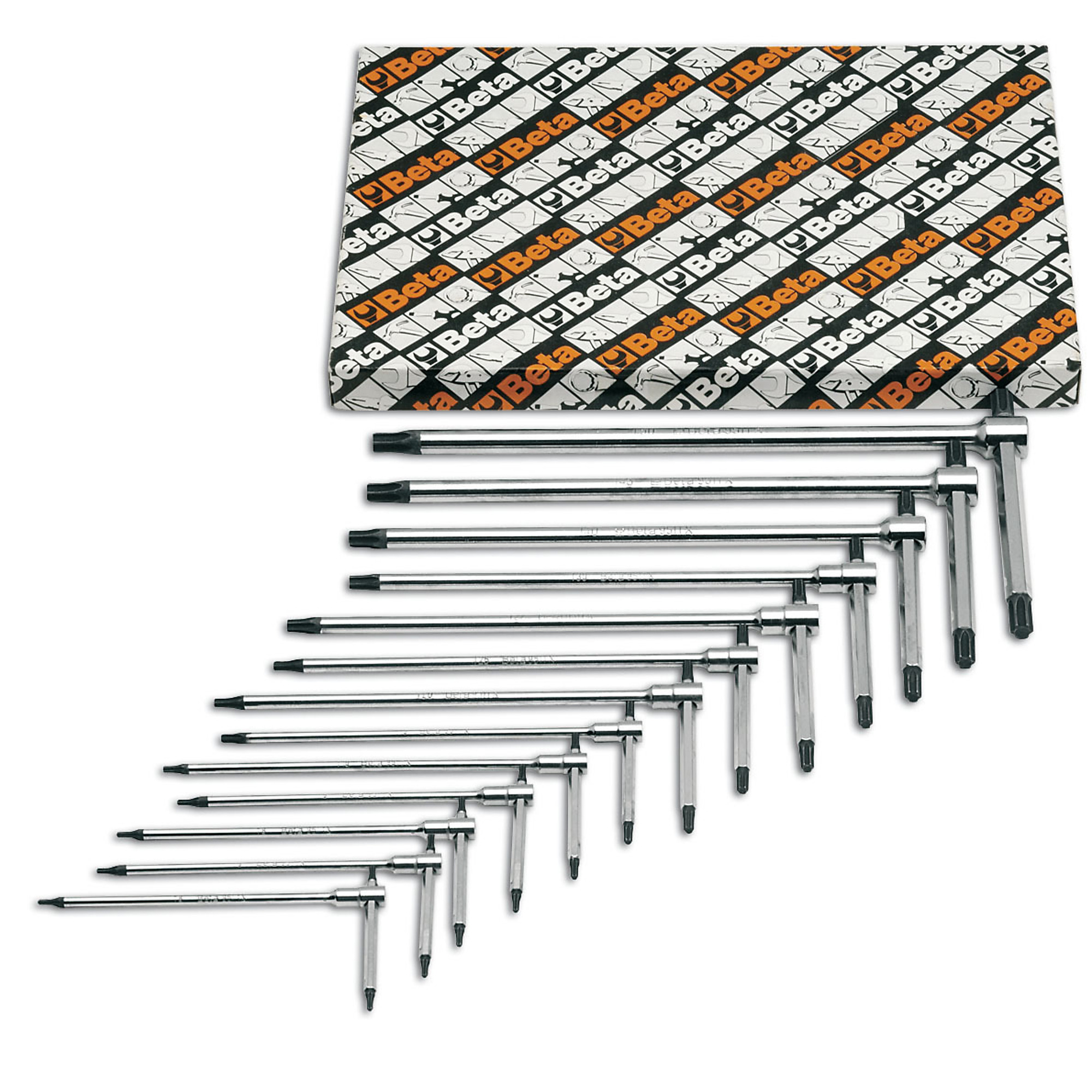 Beta 951TX Sliding T-Handle Torx Star Key Set — 13-Piece, High Torque, Calibrated Torx Ends, Made in Italy, Model# 951TX/S13
