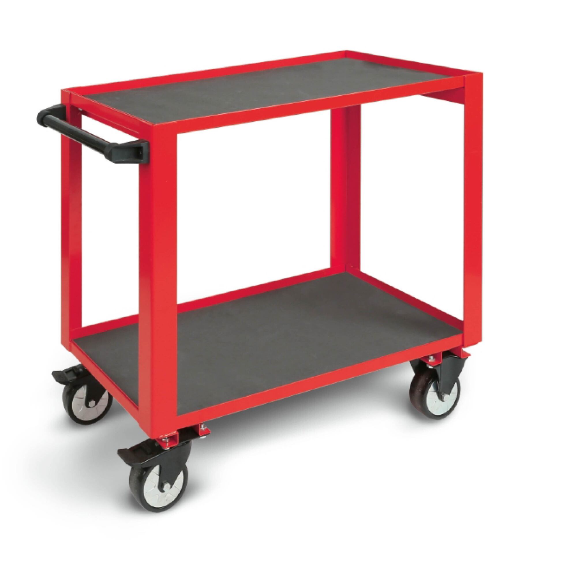 Beta Heavy-Duty Rolling Tool Cart — 35.4in. x 19.69in. x 34.25in., 1650-Lb. Capacity, Rubber Mat Lined Shelves, 5in. Casters, Red, Model# CP51 R
