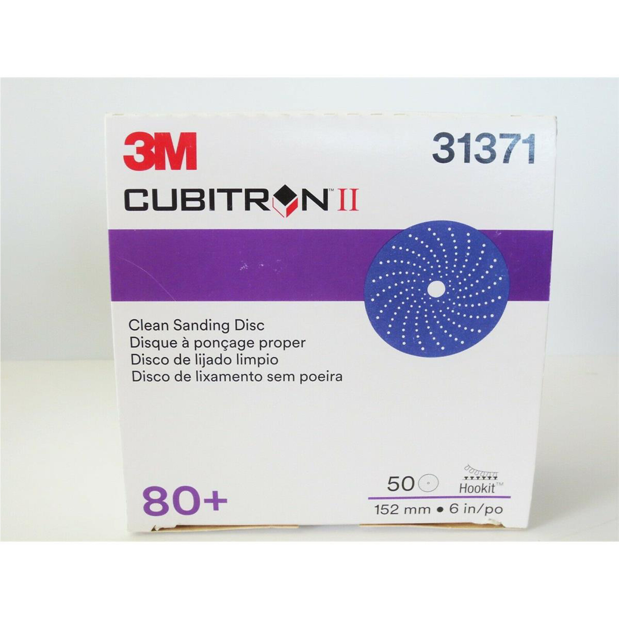 3M Cubitron II Hookit Clean Sanding Disc — 6in., 80 Grit, Model# MMM31371