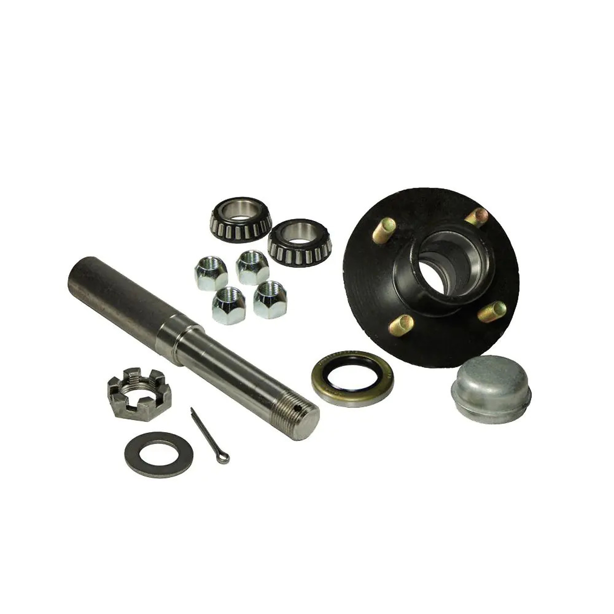 Rigid Hitch, 4-Lug Hub/Spindle End Unit, Fits 1.5in Round Tube, Spindles for 1-1/16 Inch ID Bearings, 1350lb Capacity Per Hub, Model# RD-220044
