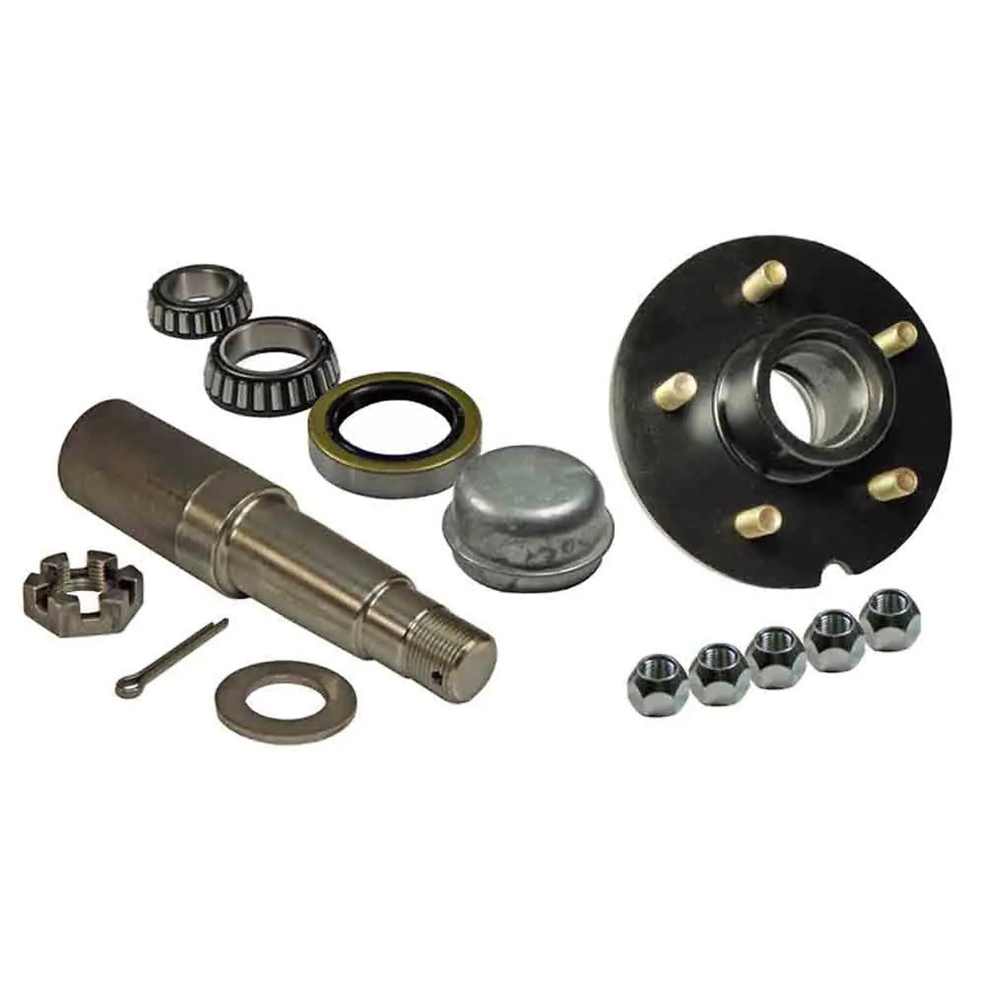 Rigid Hitch, 5-Lug Hub/Spindle End Unit, 5-Bolt on 5in Circle, Fits 2in Round Tube, 1-3/8 Inch to 1-1/16 Inch Tapered Spindles, 1750lb Capacity Per Hub, Model# RD-350055