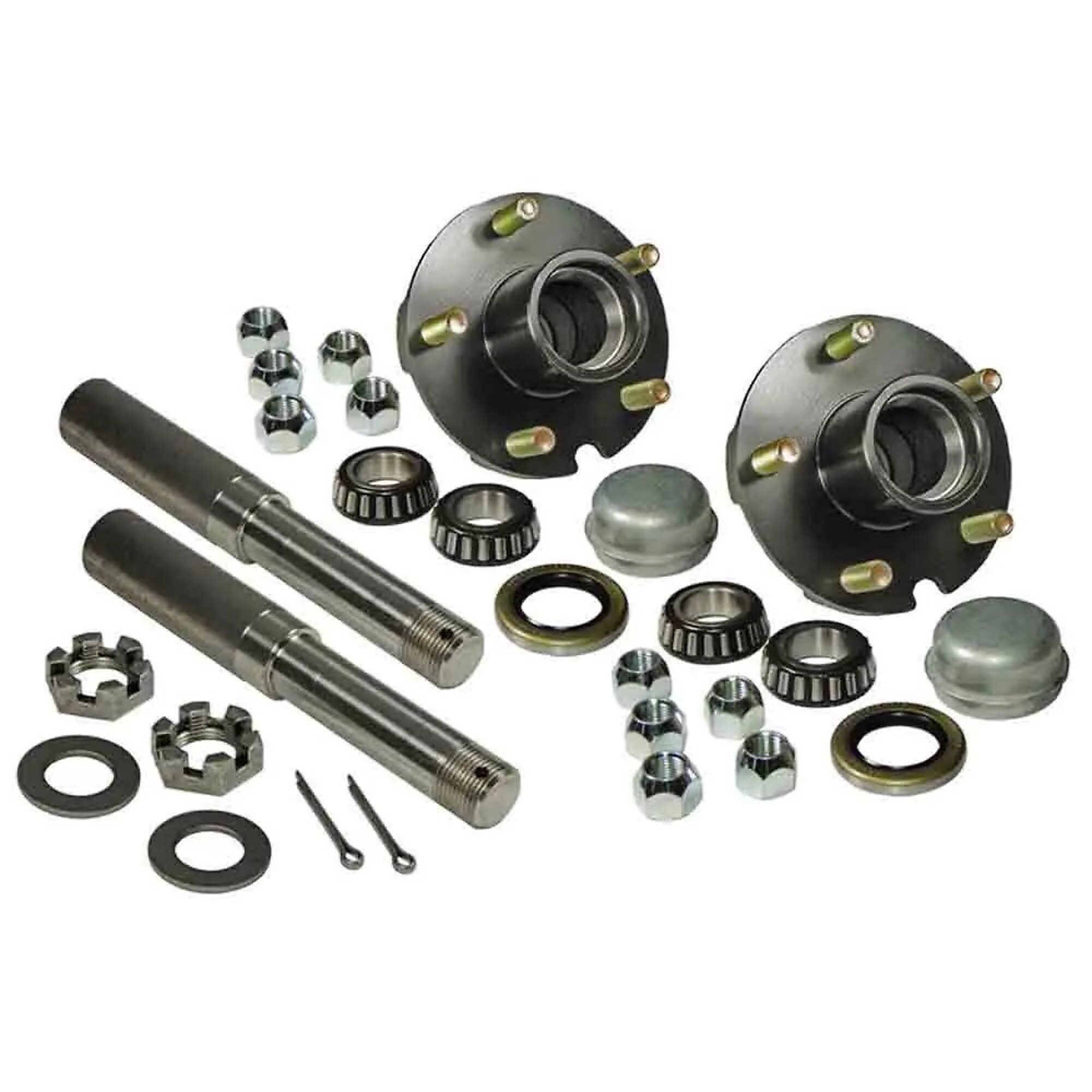 Rigid Hitch, Pair of 5-Lug Hub/Spindle End Units, Fits 1.5in Round Tube, Spindles for 1 Inch ID Bearings, 1250lb Capacity Per Hub, Model# AKRD-2000545