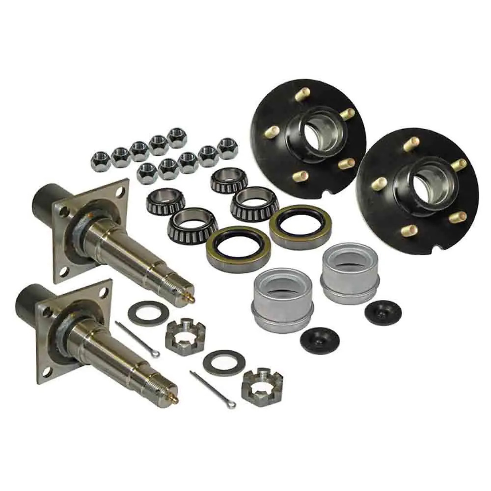 Rigid Hitch, Pair of 5-Lug Hub/Spindle End Units, Fits 2in Round Tube, Flanged 1-3/8 Inch to 1-1/16 Inch Tapered Spindles, 1750lb Capacity Per Hub, Model# AKRD-3500545F
