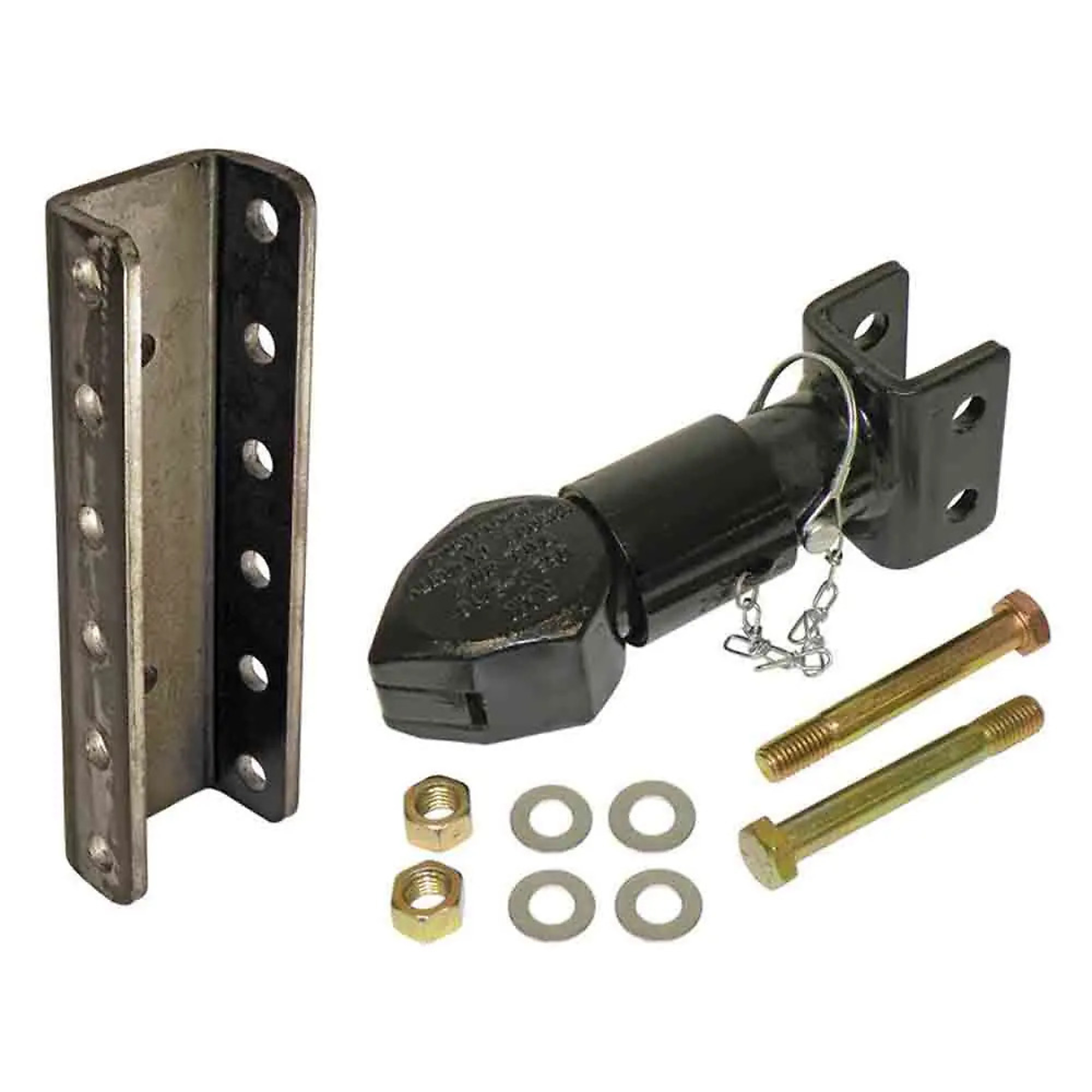 Pacific Trailer, Sleeve Lock Adjustable 2-5/16 inch Coupler with 5-Position Channel, 12K Capacity, Cast Head, 2-7/8 inch Wide Channel, Grade 8 Hardware, Black, Model# CTA-296-5KIT