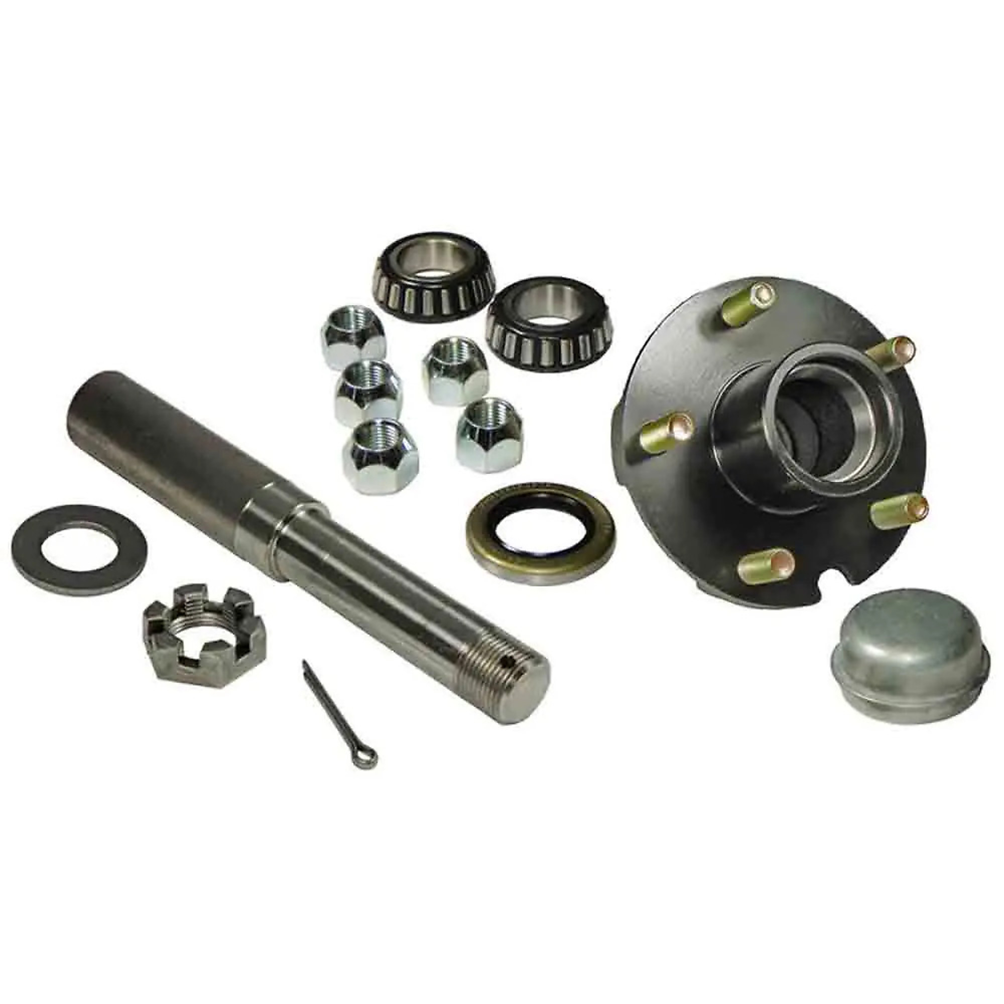 Rigid Hitch, 5-Lug Hub/Spindle End Unit, Fits 1.5in Round Tube, Spindles for 1 Inch ID Bearings, 1250lb Capacity Per Hub, Model# RD-2000545
