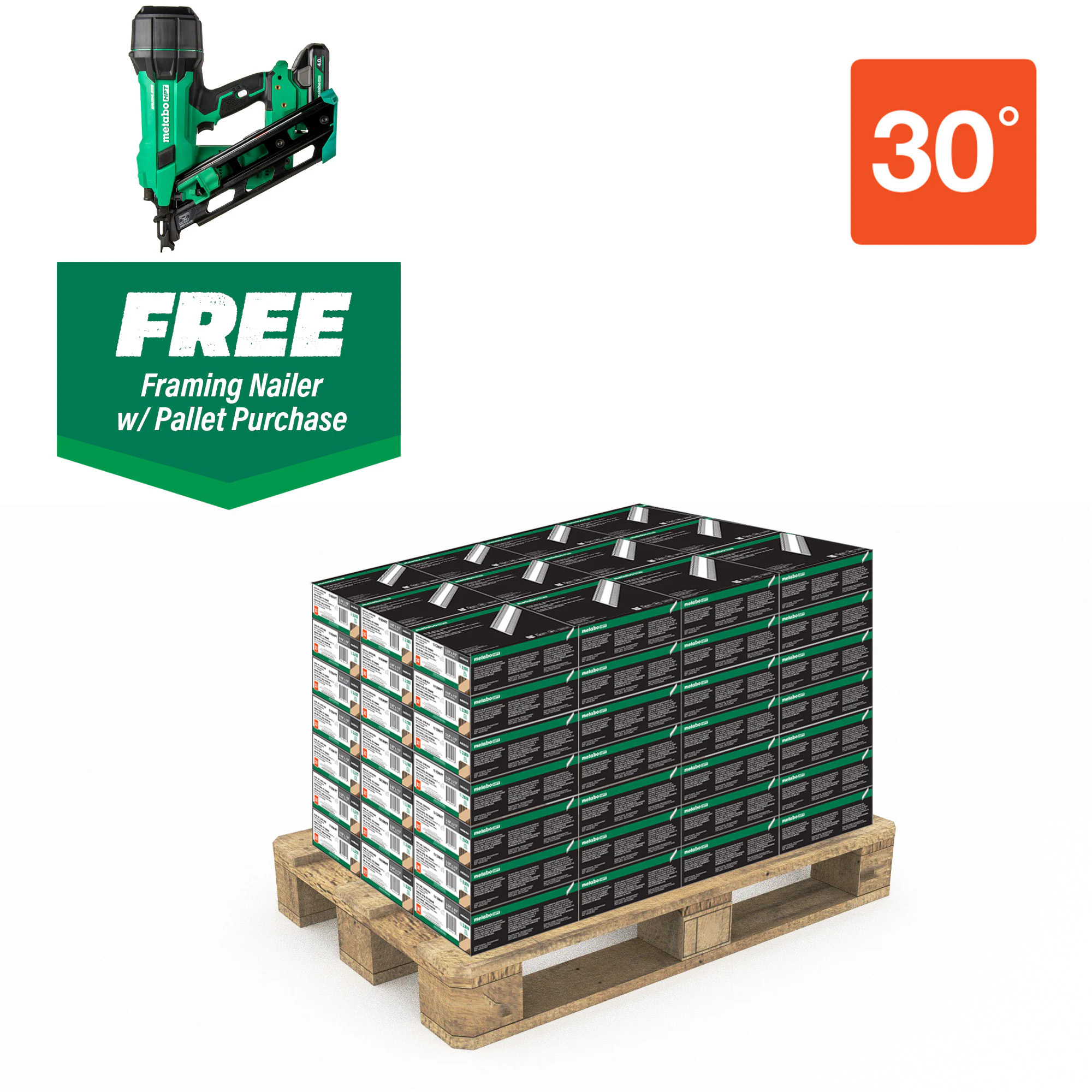 Metabo HPT 30° Framing Nails — 3in. x 0.131in., Smooth, Bright, Free Cordless Framing Nailer, Model# 15109NR1890DCAM