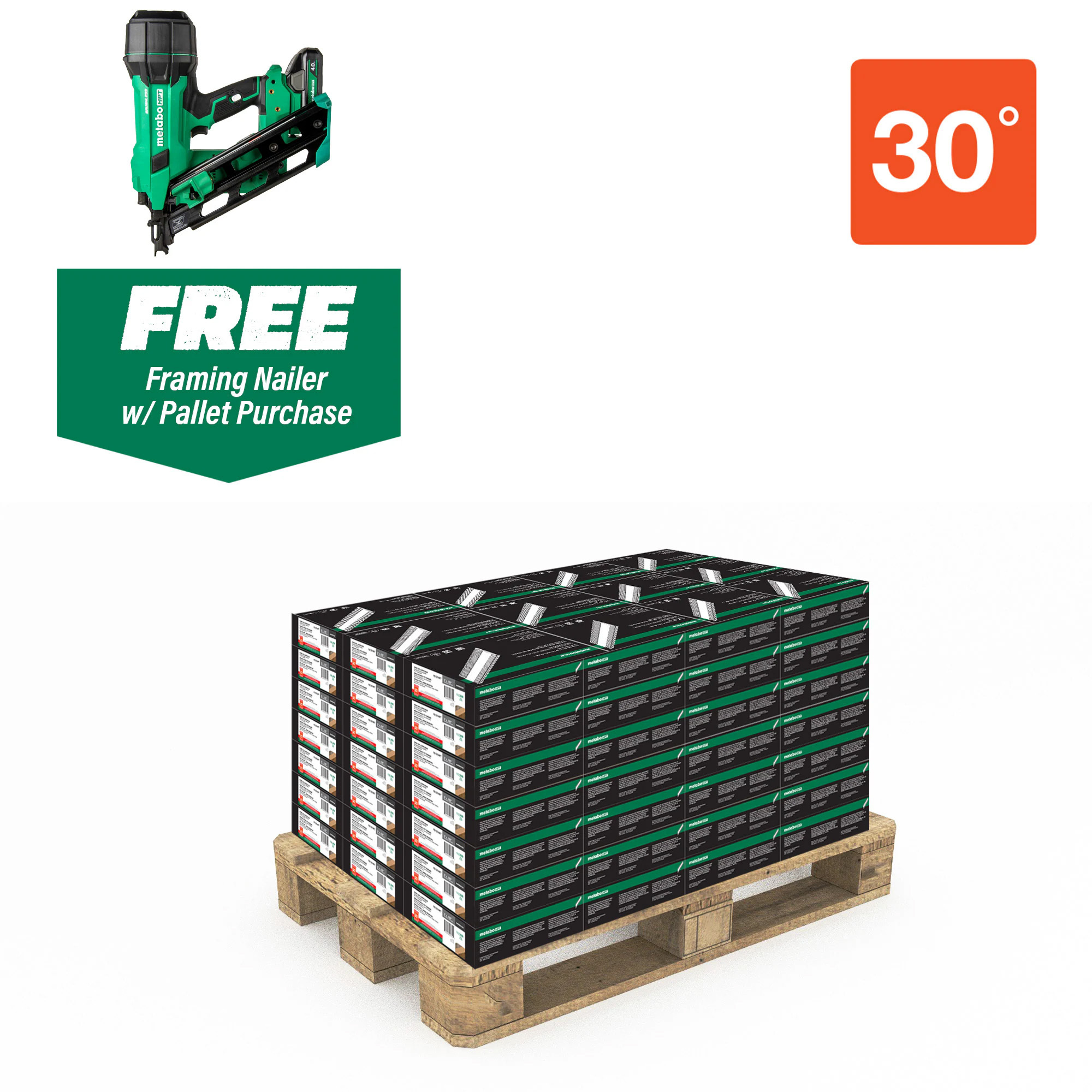 Metabo HPT Framing Nails — 3in. x 0.12in., 30-Degree, Ring Shank, Includes Free Cordless Framing Nailer, Model# 15137NR1890DCAM