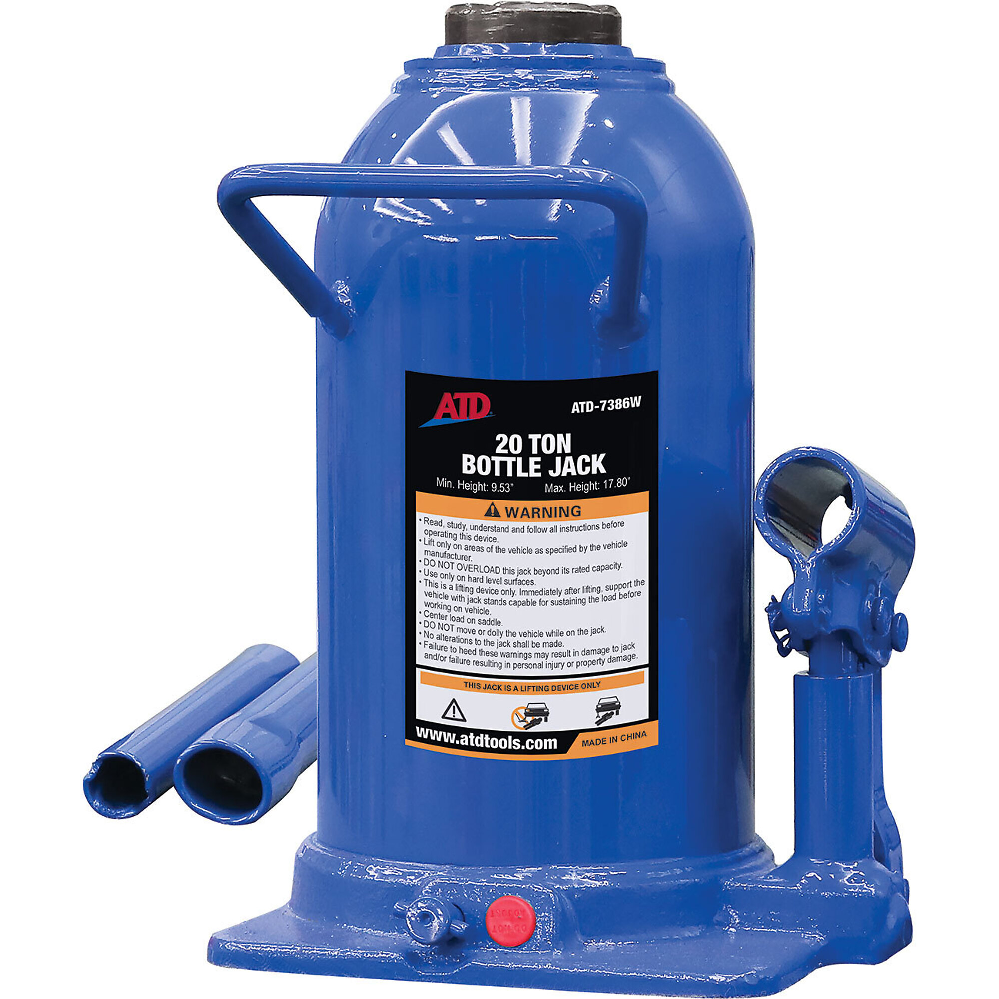 ATD Jack Bottle 20 Ton Heavy Duty Side Pump, Model# 10662