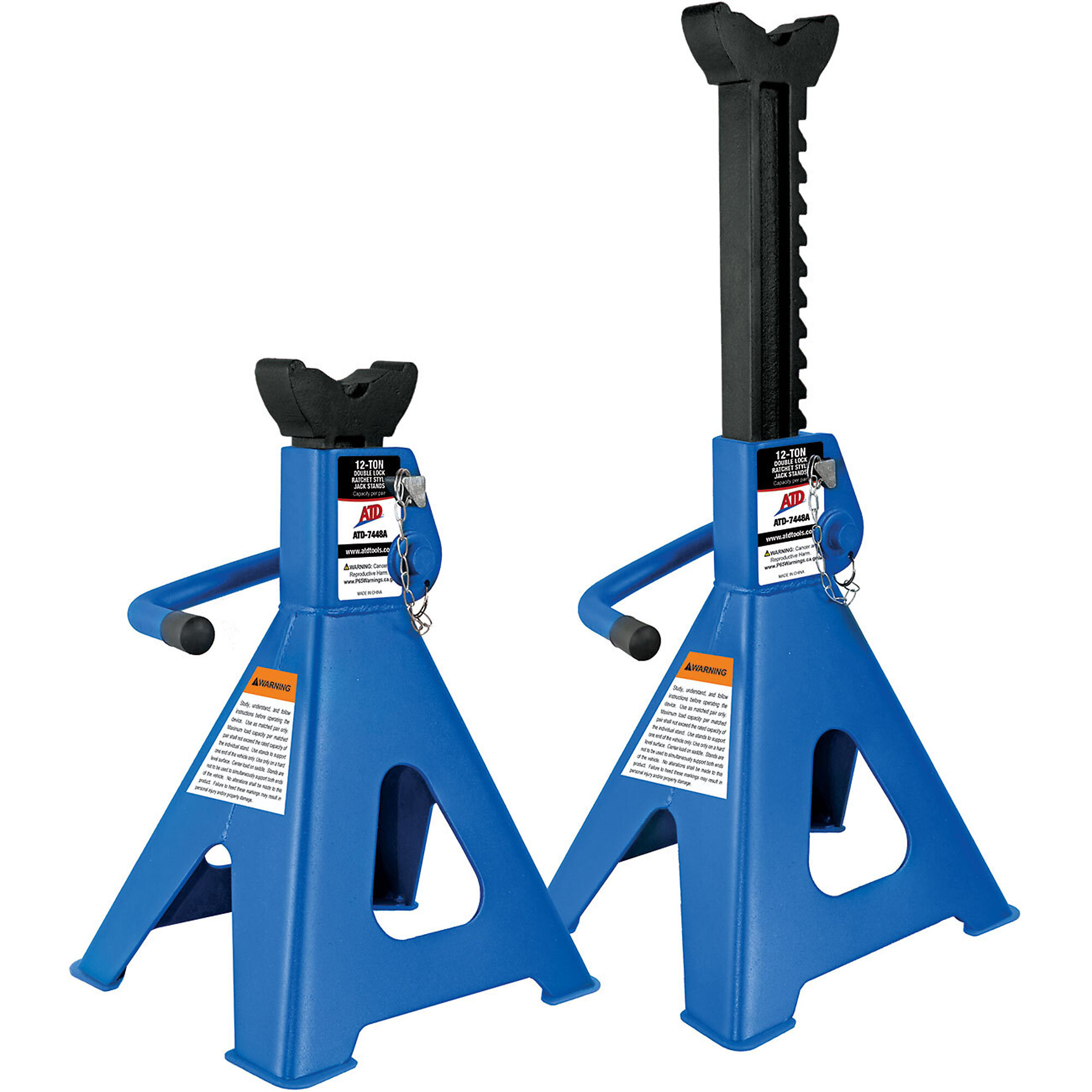 ATD Jack Stands Double Lock 12 Ton - Pair, Model# 10681