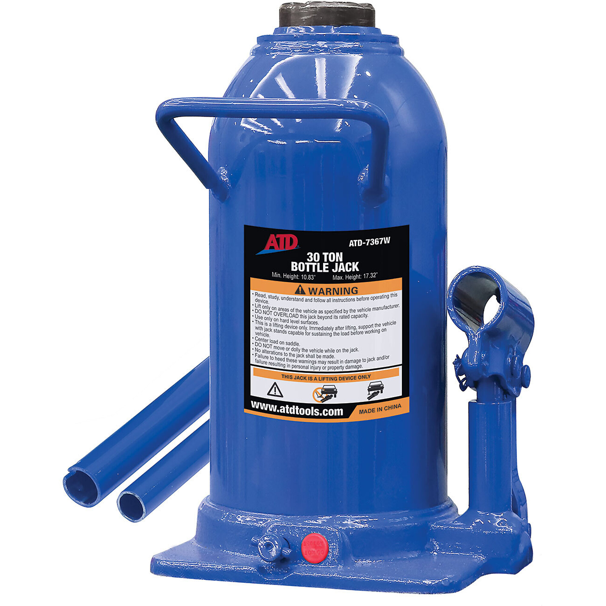 ATD Jack Bottle 30 Ton H/D Side Pump, Model# 10656