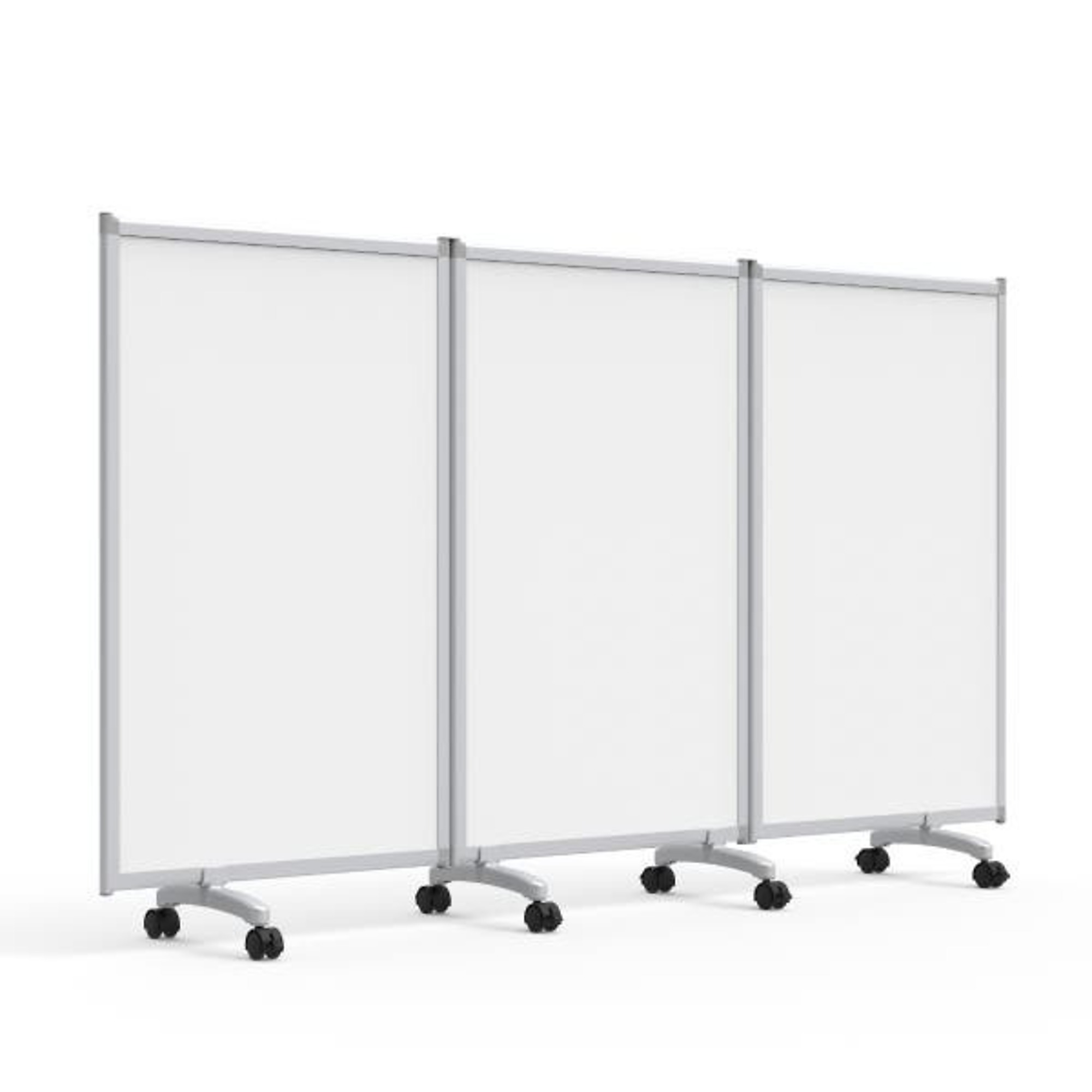 Luxor 3-Panel Mobile Magnetic Whiteboard Room Divider — 91in. Width, Dual-Wheel Locking Casters, Model# MB9152WW