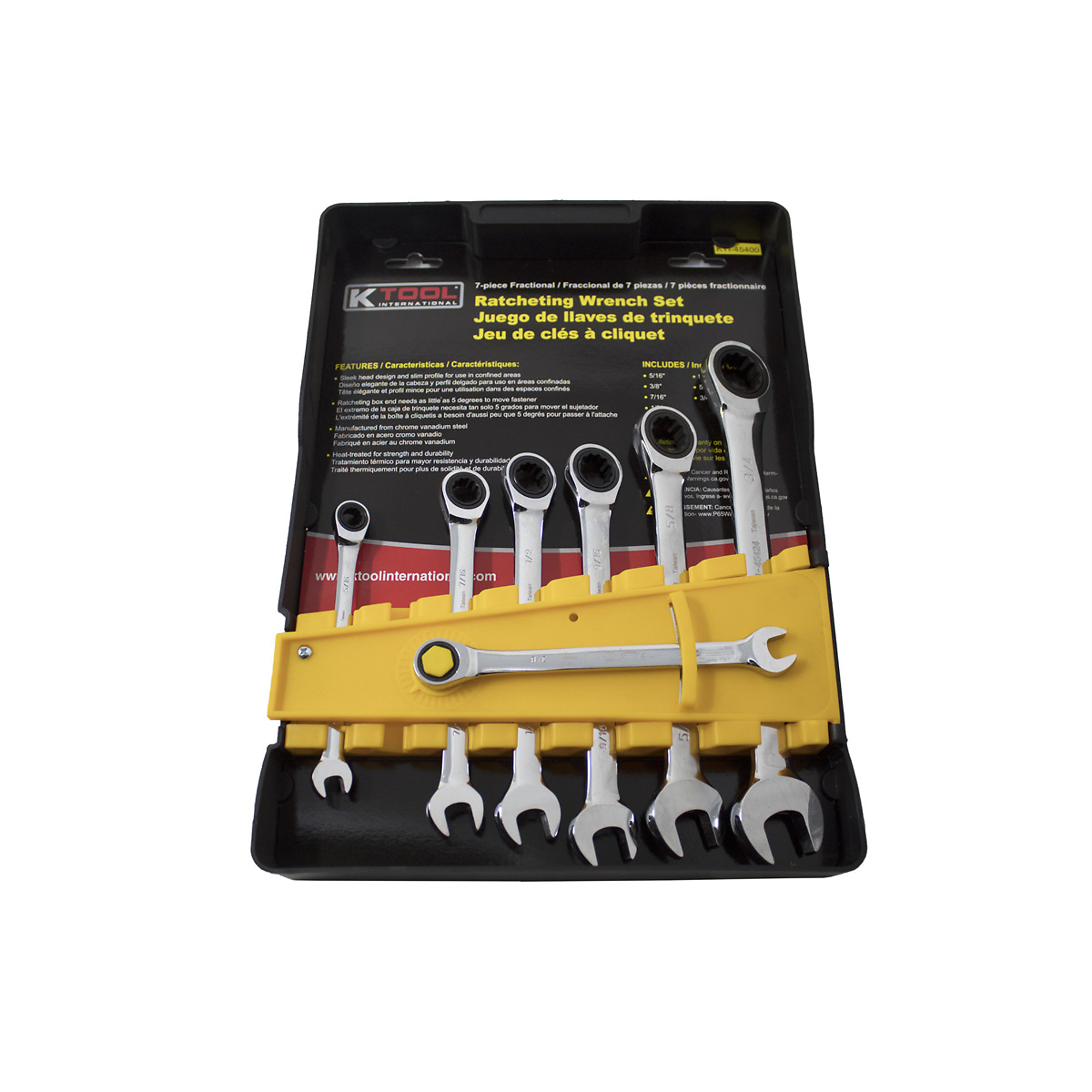 Keetch Tool K Tool International Ratcheting Wrench Set — 7-Piece, SAE, Laser-Etched ...
