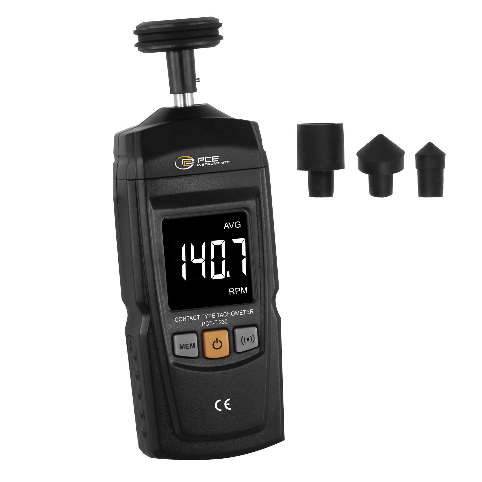 PCE Contact Tachometer — 0.5 to 19,999 RPM, 0.1 Resolution, Model# PCE ...