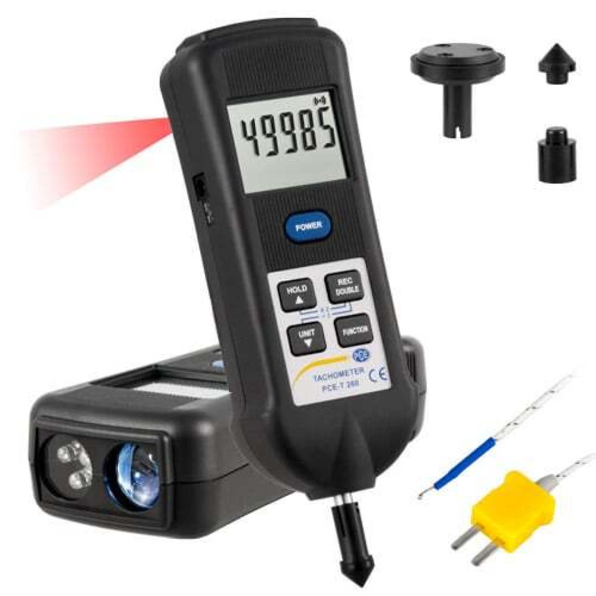 PCE Tachometer-Stroboscope — Measures Rotation and Temperature, Model# PCE-T 260