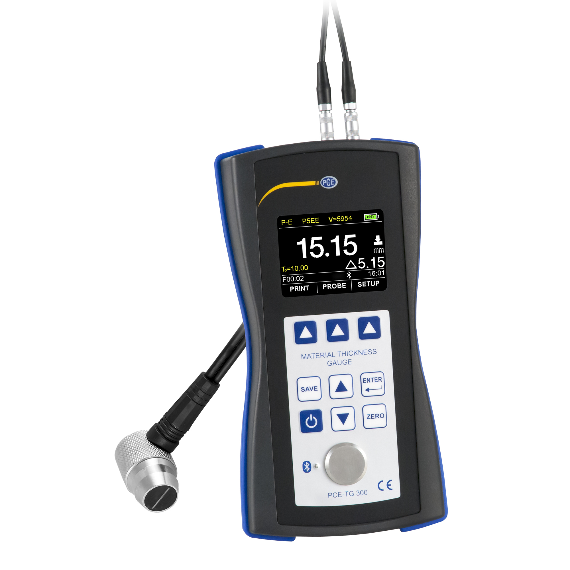 PCE Thickness Meter — Measures Wall Thickness of Homogeneous Materials, Model# PCE-TG 300-P5EE