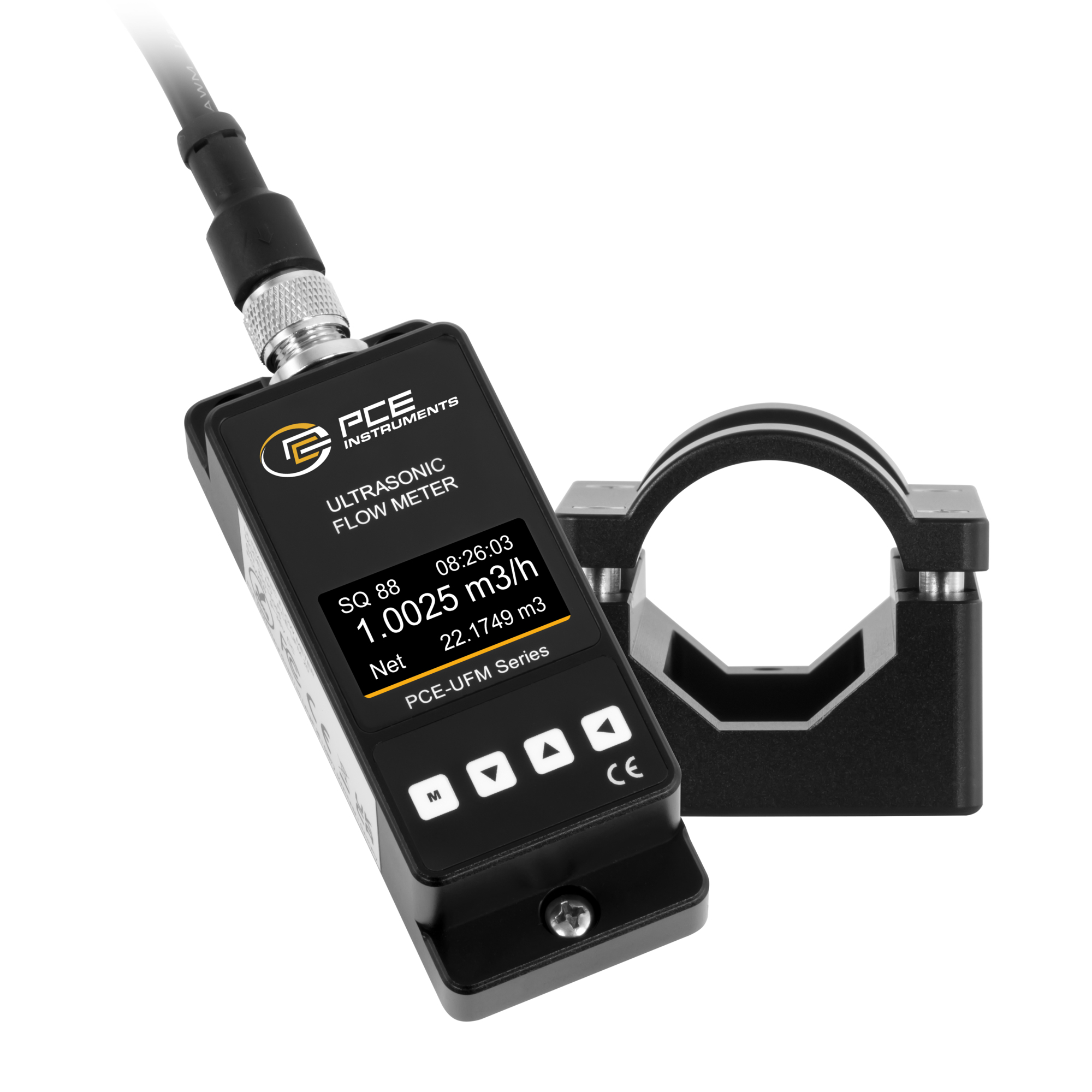 PCE Clamp-On Ultrasonic Flow Meter — Measures ±0.1 m/s to ±5 m/s, Model# PCE-UFM 25