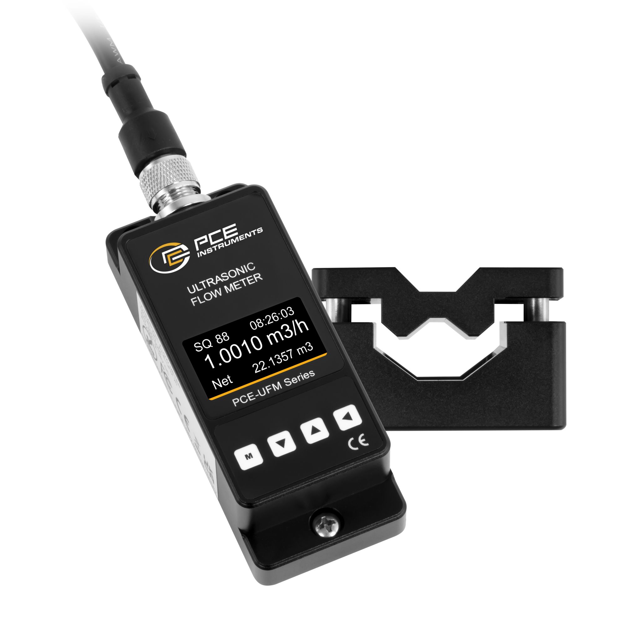PCE Clamp-On Ultrasonic Flow Meter — ±0.1 m/s to ±5 m/s, Model# PCE-UFM 10