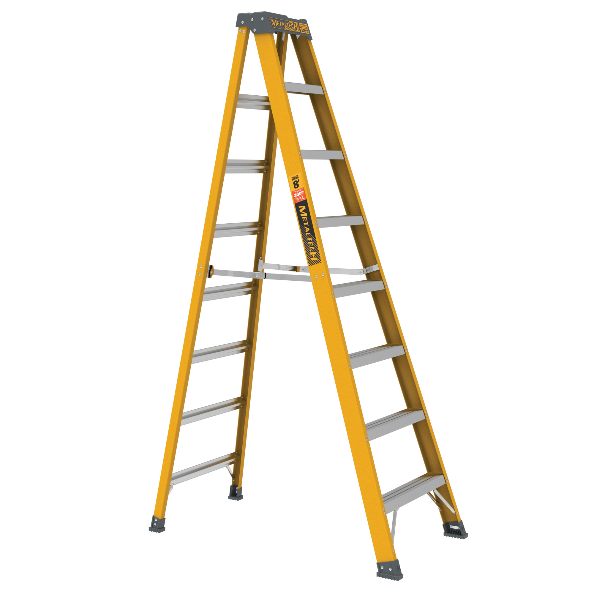 Metaltech Jobsite Series Fiberglass Step Ladder — 8ft., 300-Lb. Capacity, Type 1A, Non-Conductive, Model# E-SLF8T1A