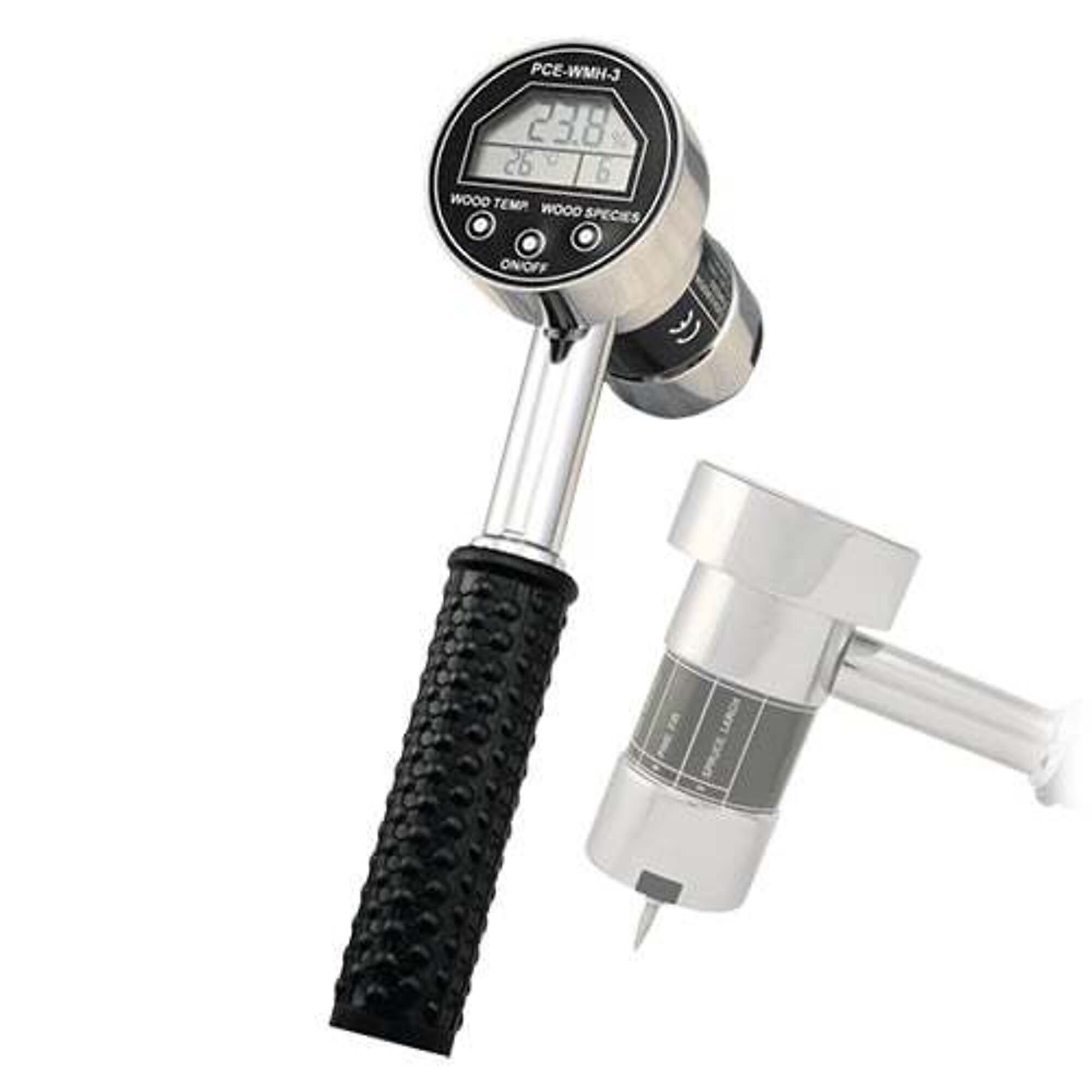 PCE Wood Moisture Meter — Hammer-Style, Digital, Measures 270 Wood Types, Model# PCE-WMH-3