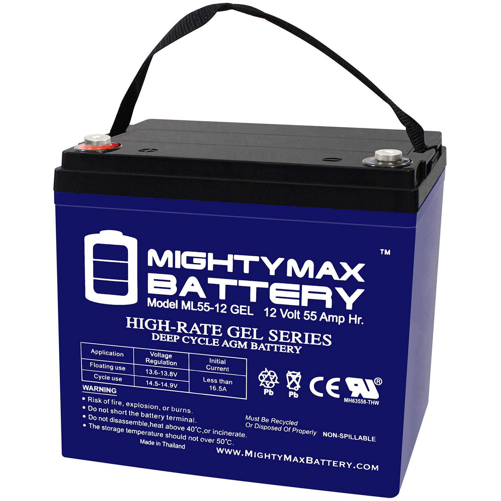 Mighty Max 12 Volt 55Ah GEL Battery — 2-Pack, Maintenance-Free, Deep Cycle, Model# MAX3533466