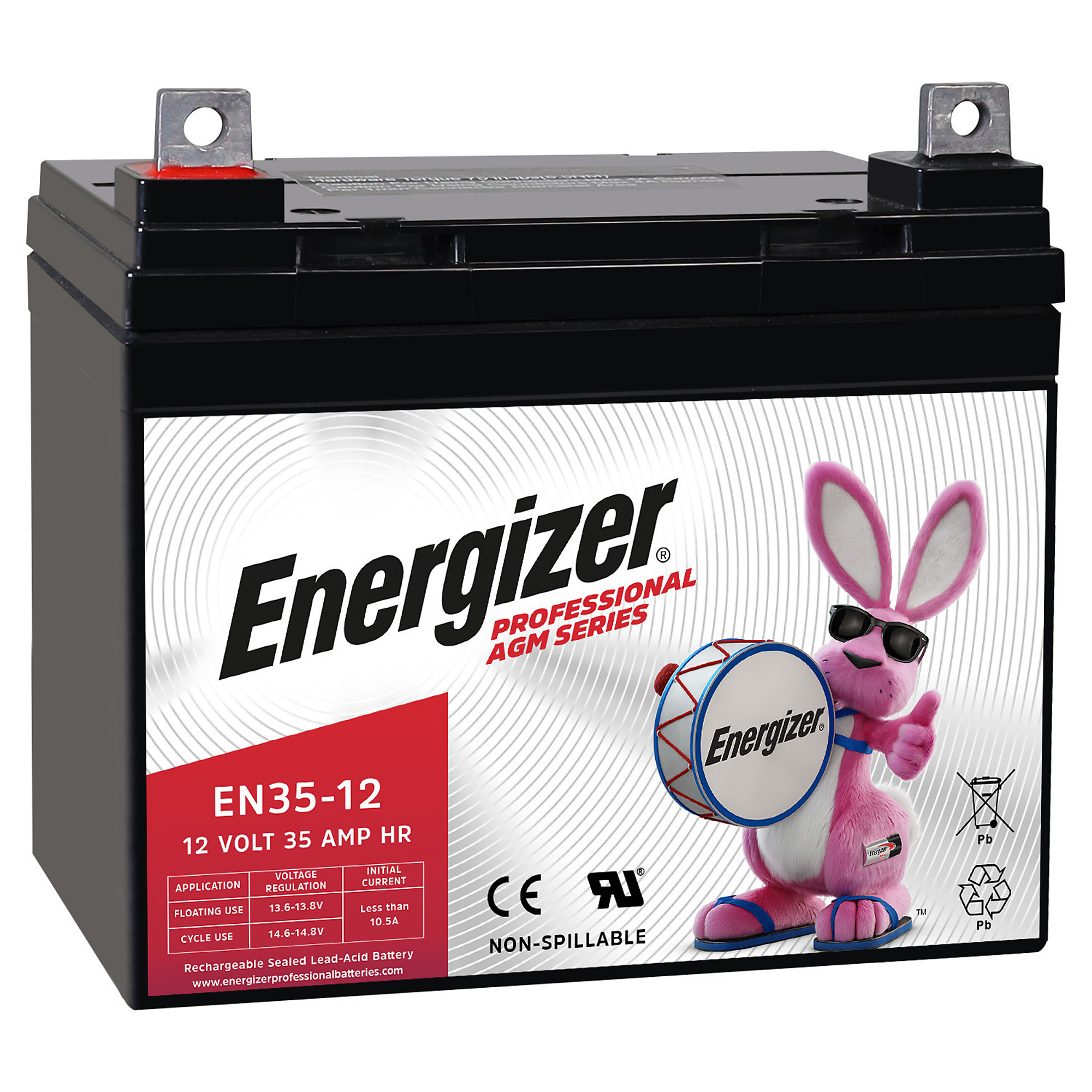 Energizer Sealed Lead Acid AGM Battery — 12V, 35Ah, Rechargeable, 2-Pack, Model# EN4149710