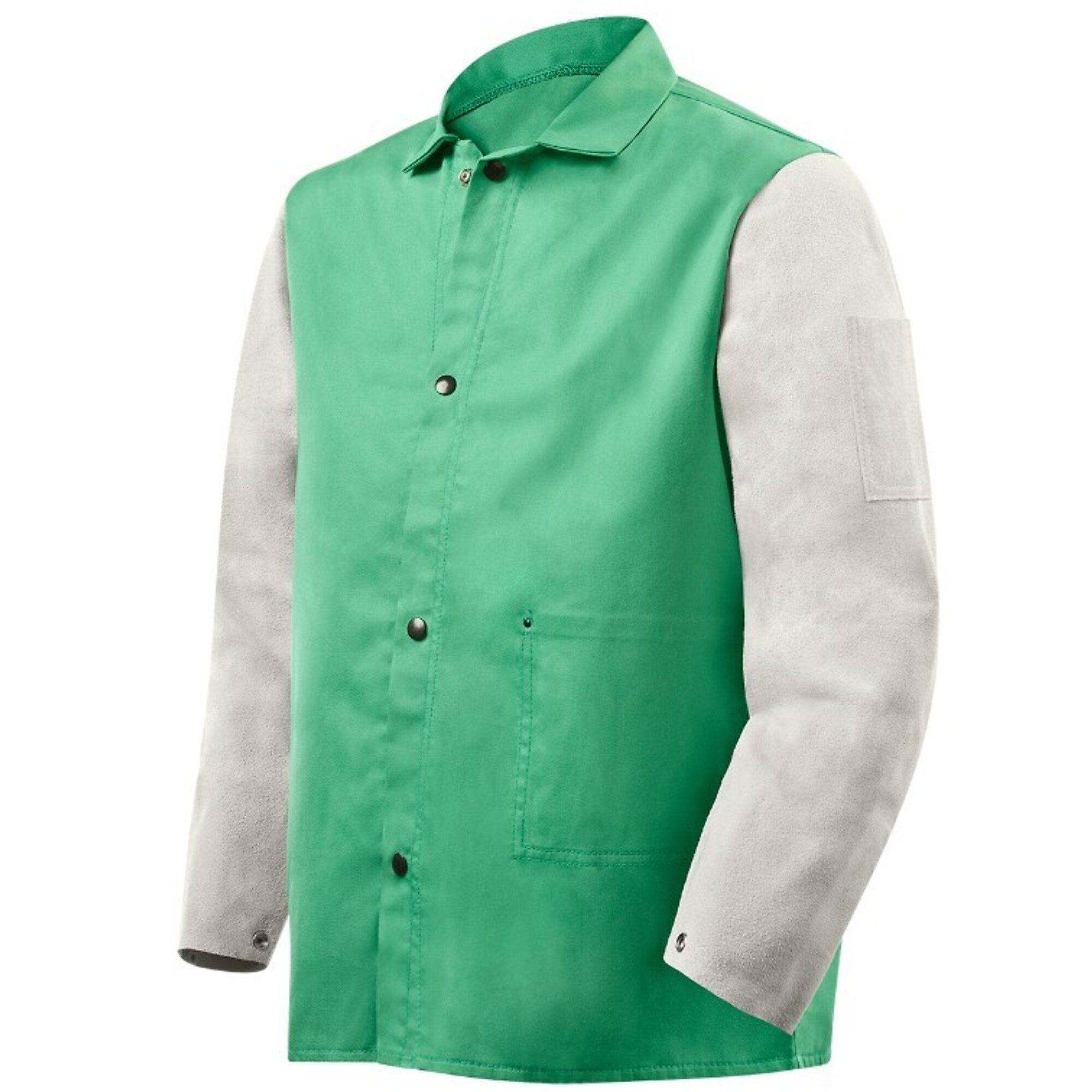 Steiner, Weldlite Plus™ Hybrid 9 oz FR Cotton With Leather Sleeves Jacket - 30" Green/Gray, Model # 1230.