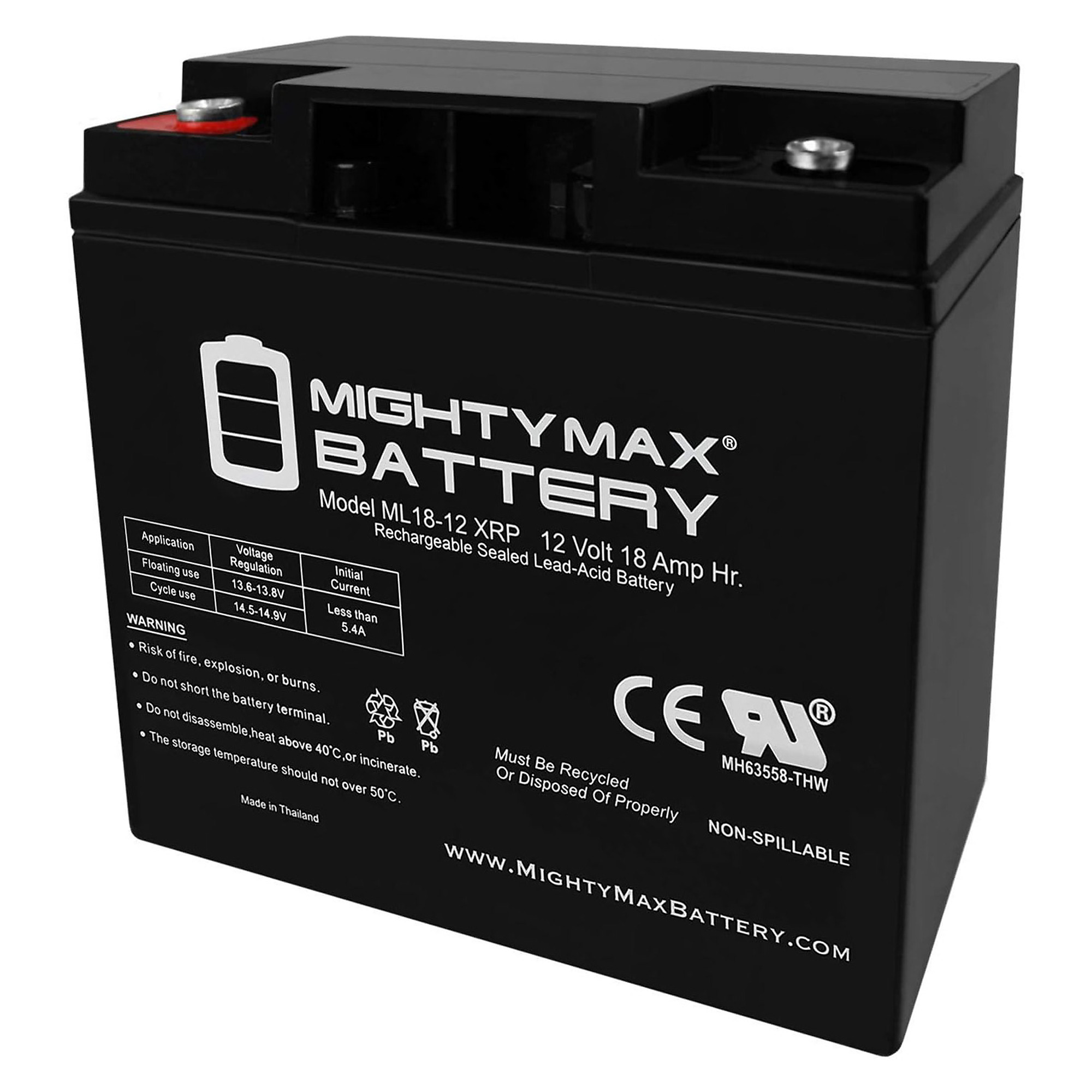 Mighty Max 12 Volt 18Ah SLA Battery with Reverse Polarity — 4 Pack, Model# MAX3971998