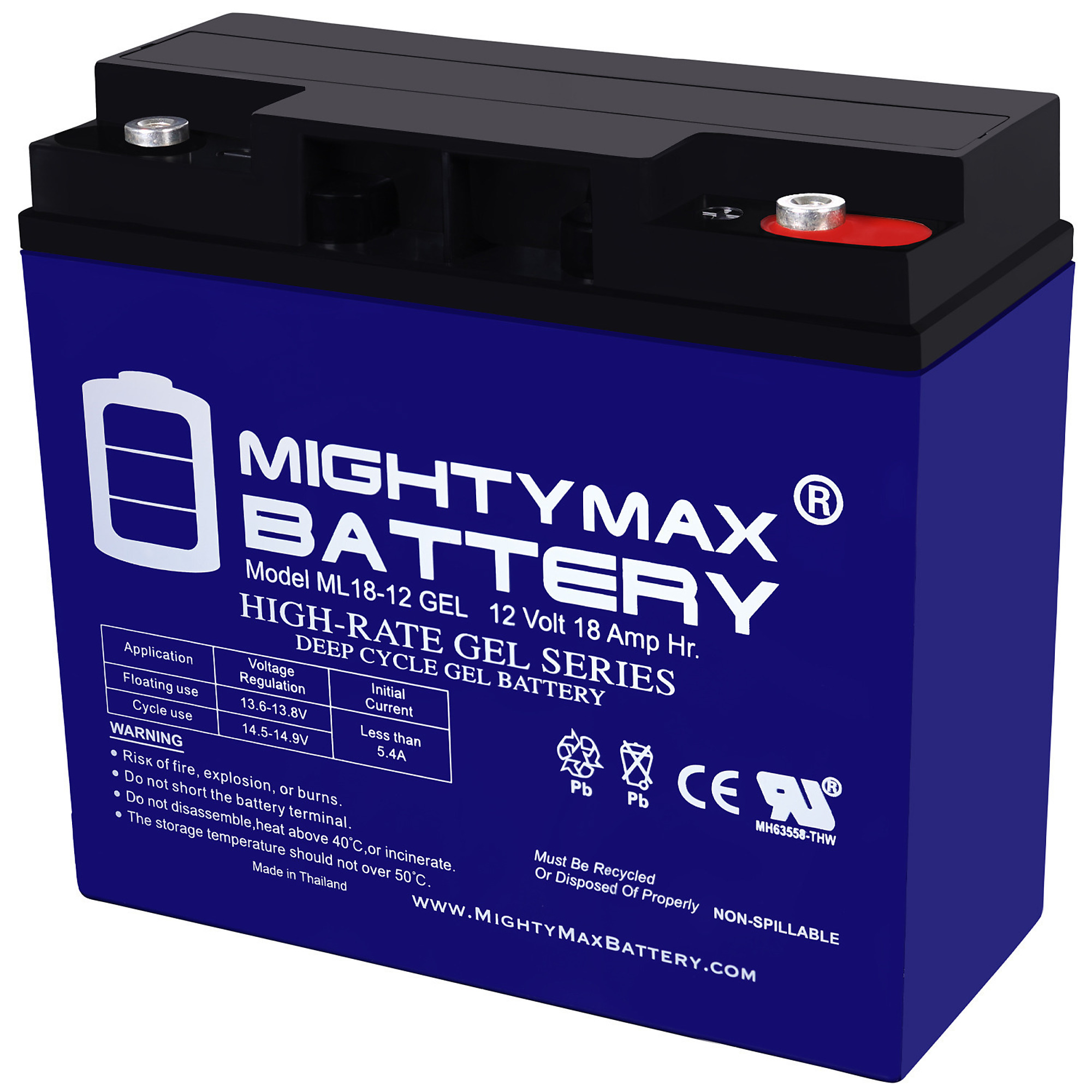 Mighty Max Battery 12 Volt 18Ah Gel Battery — 2 Pack, Maintenance-Free, Model# MAX3533120