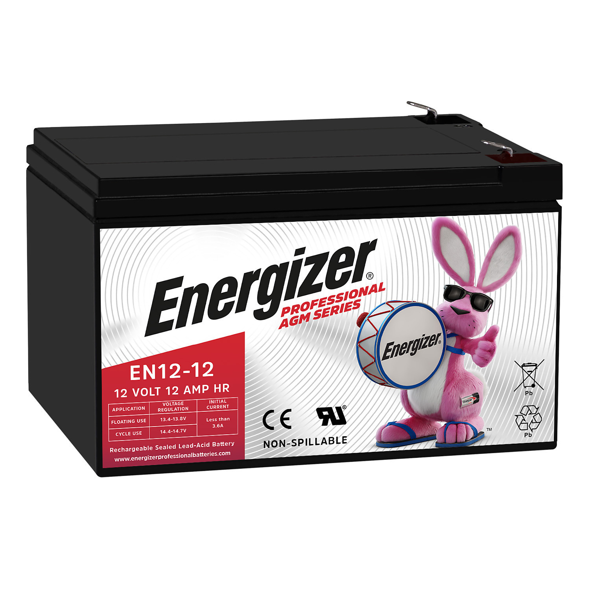 Energizer Sealed Lead Acid AGM Rechargeable Battery — 12V, 12Ah, Maintenance-Free, Long-Lasting, 2-Pack, Model# EN4148450