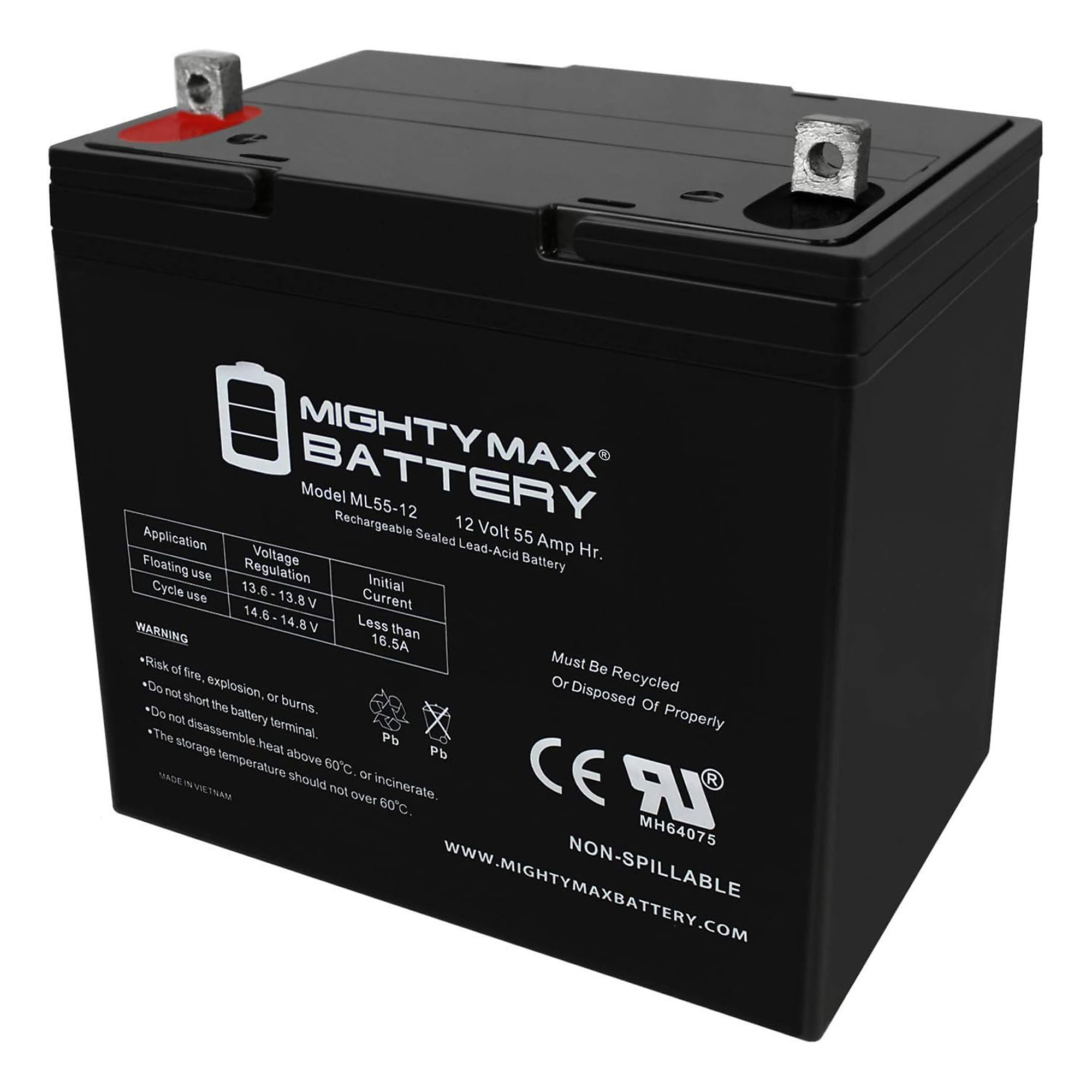 Mighty Max Battery 12V 55Ah SLA Battery — 2-Pack, AGM Technology, Model# MAX3425876