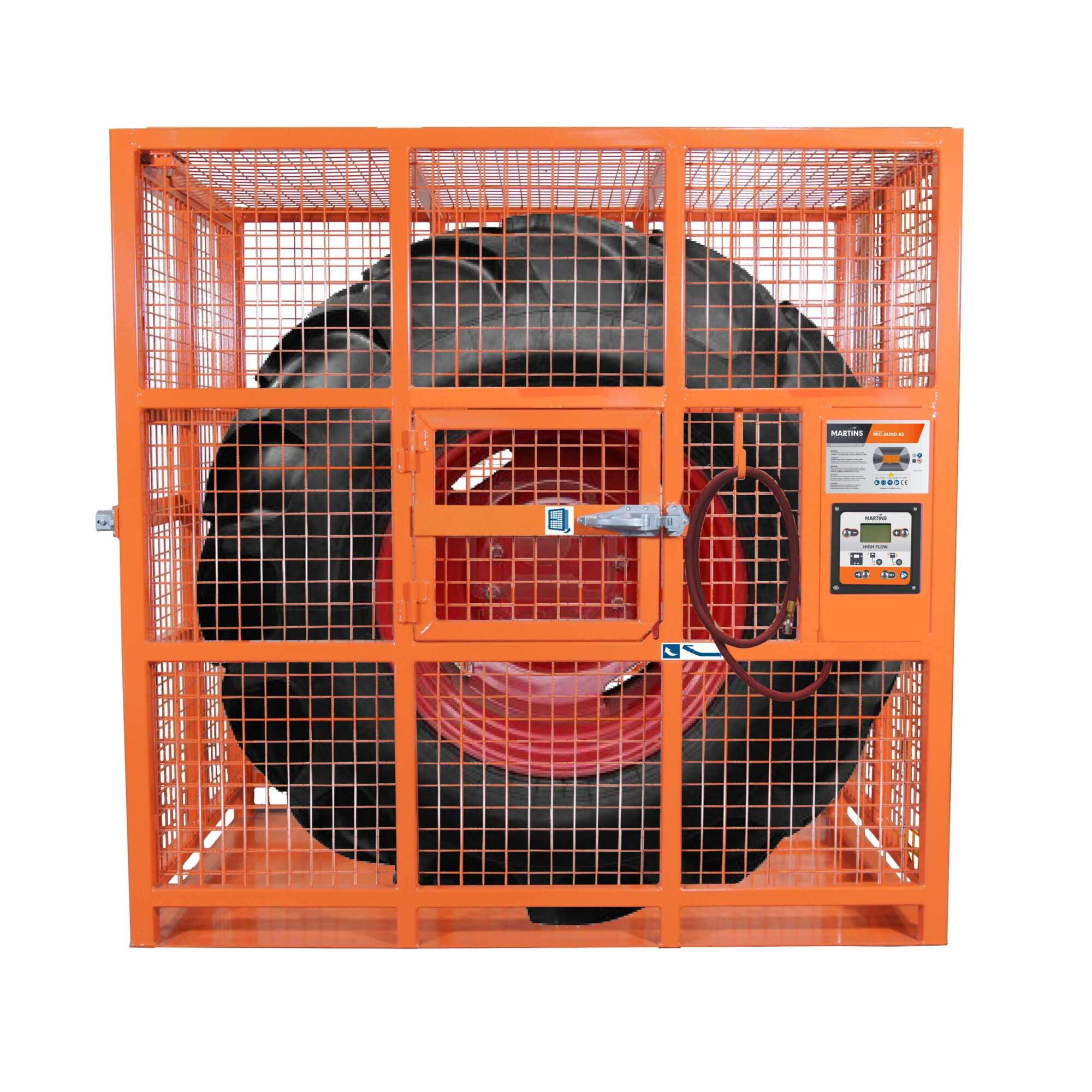 Martins Industries Automatic HD Tire Inflation Cage — 82in., Lockable Doors, Safety Valve Systems, Model# MIC-AUHD-82