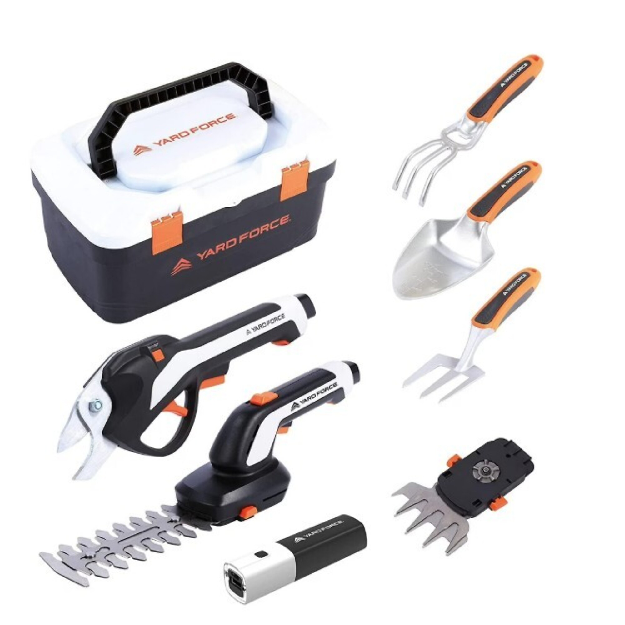Yard Force Vita Multi-Tool Gardener Kit — 4V, 7-Piece, Pruning, Shearing, Trimming, Toolbox, Lithium-Ion USB Battery, Model# YF4VITA-GK