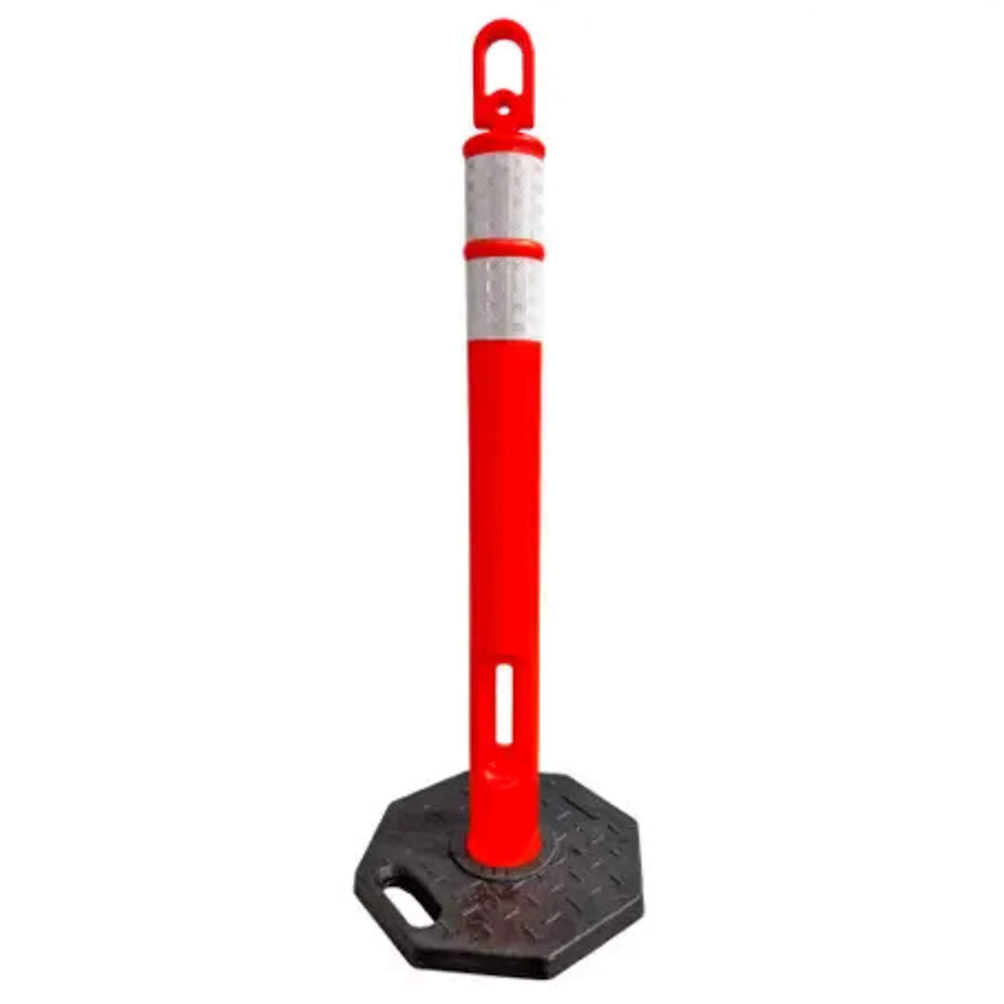 Trafficor Loop-Top Delineator Post with 12lb. Base — 42in. Height, 3M Reflective Bands, Pallet of 100, Model# DE1-L-B-PLT